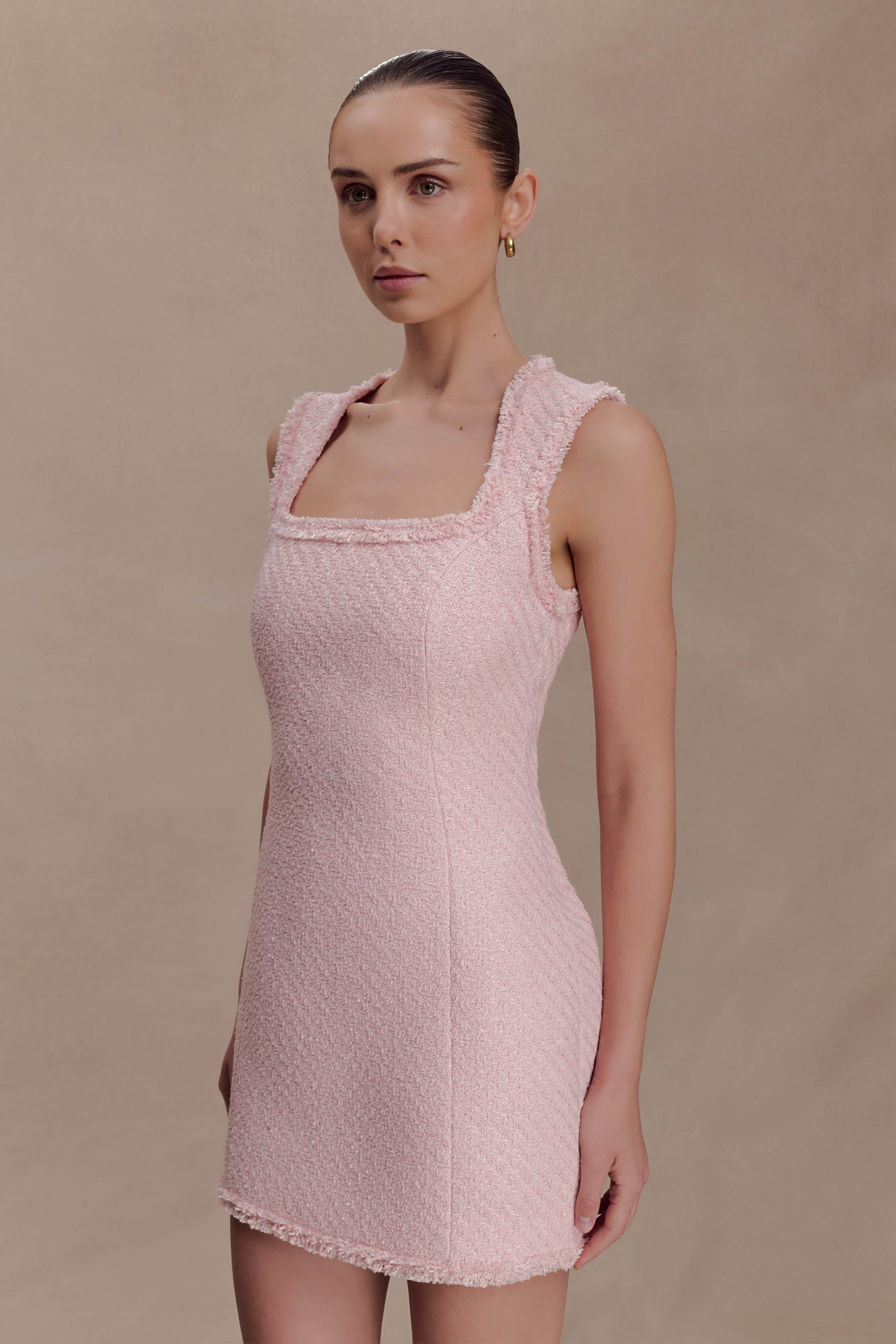 Lea Tweed Sleeveless Mini Dress - Baby Pink #5