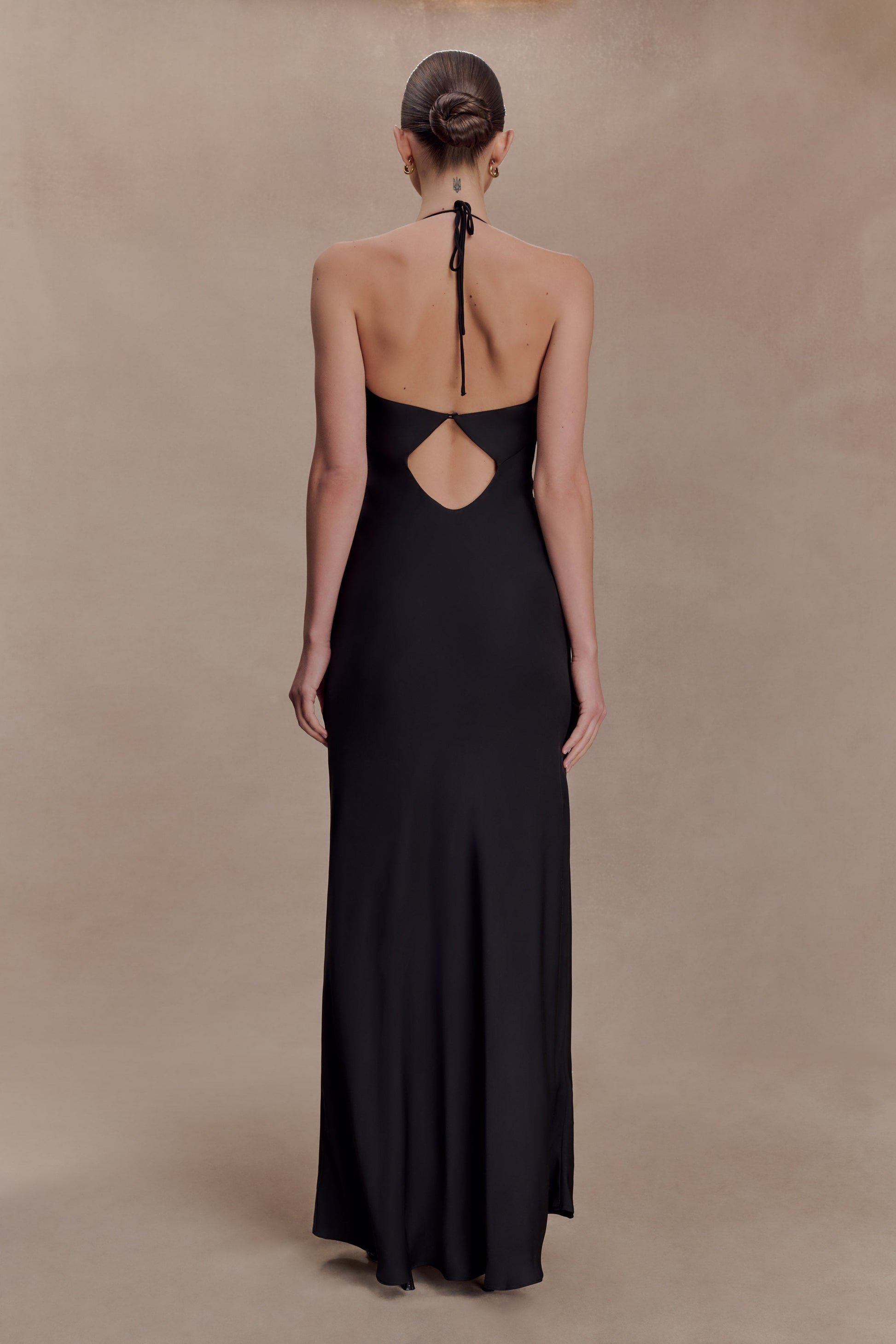 Lydia Cowl Neck Satin Maxi Dress - Black #2