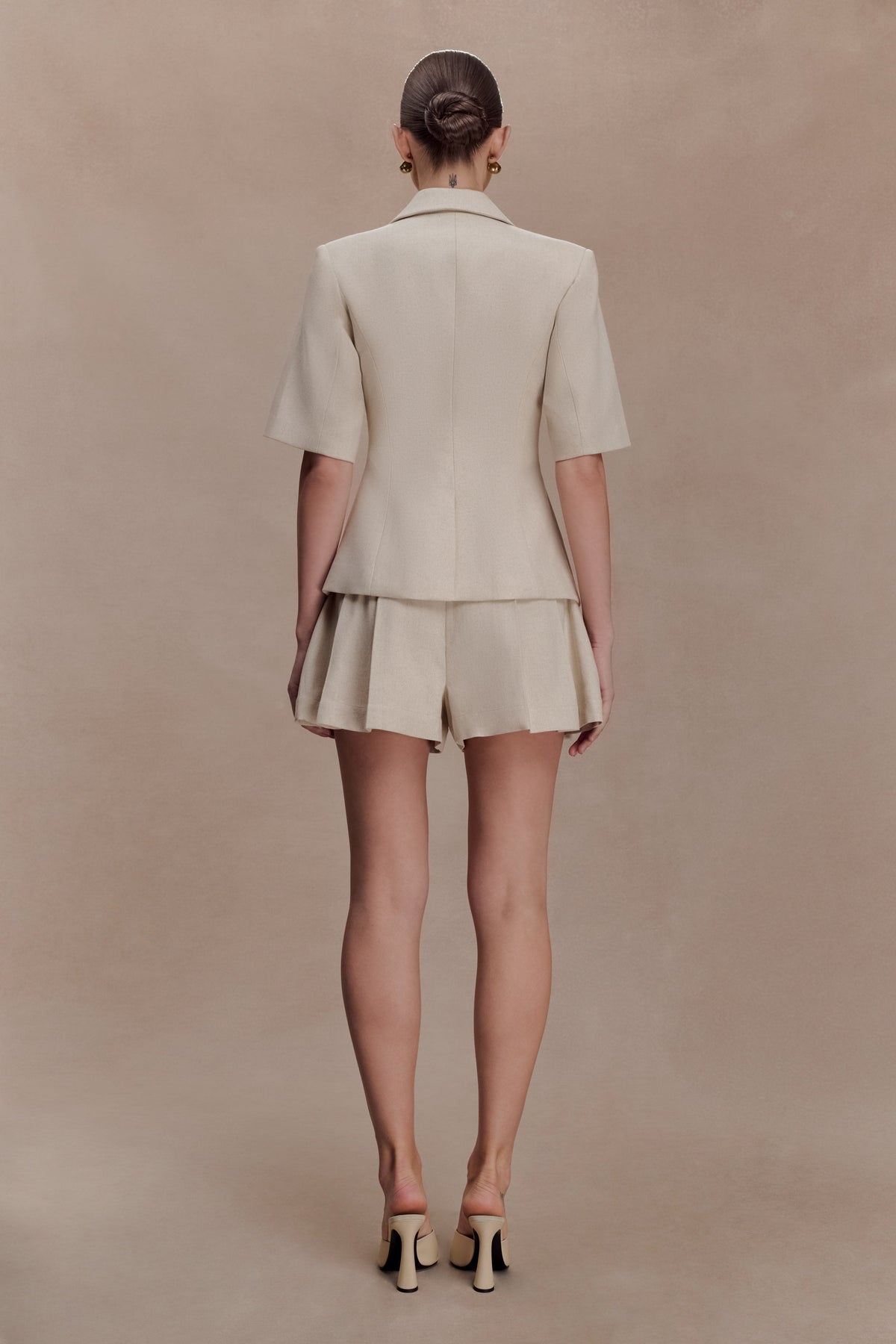 Martine Short Sleeve Linen Top - Natural #5