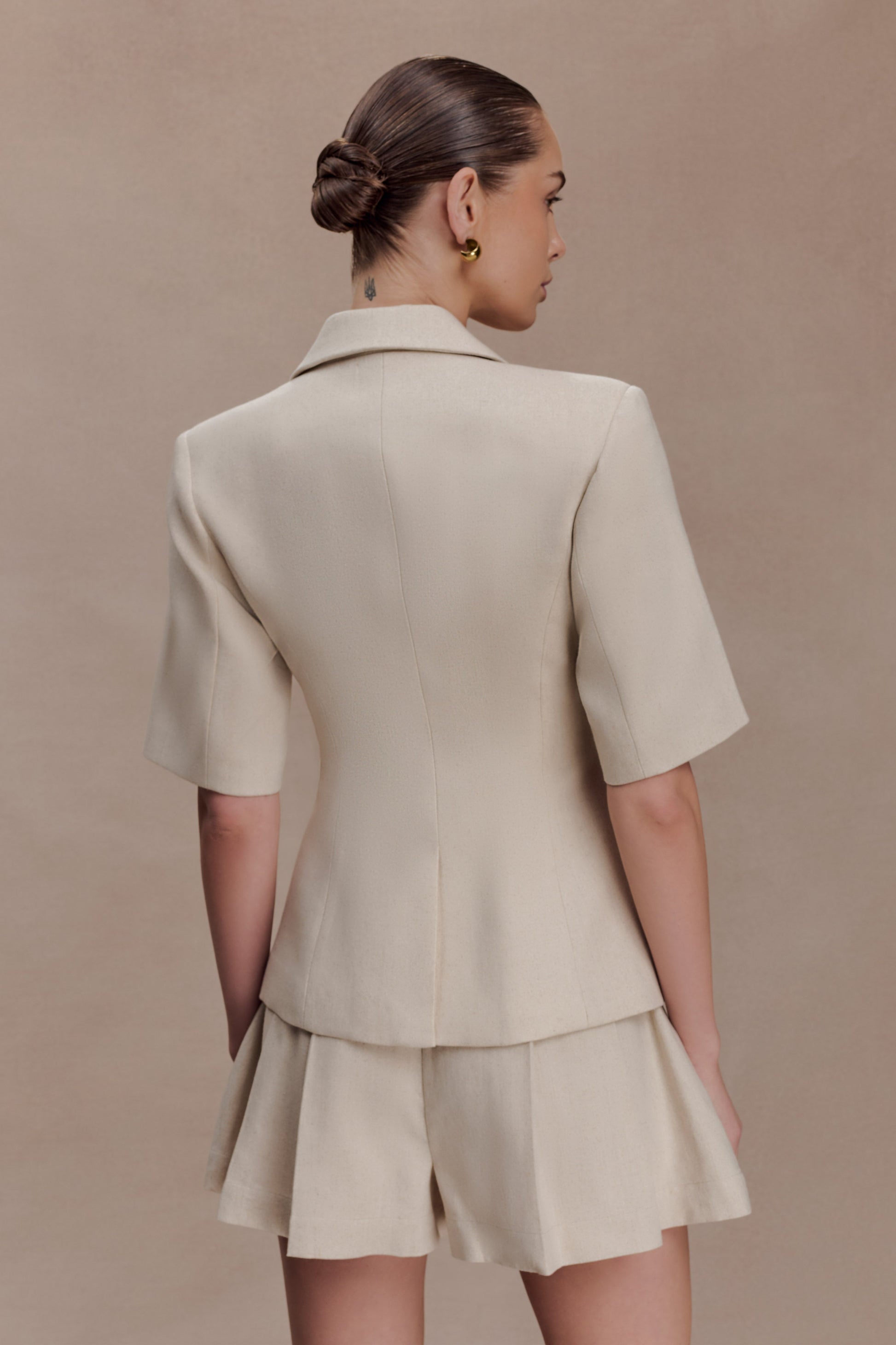 Martine Short Sleeve Linen Top - Natural #2