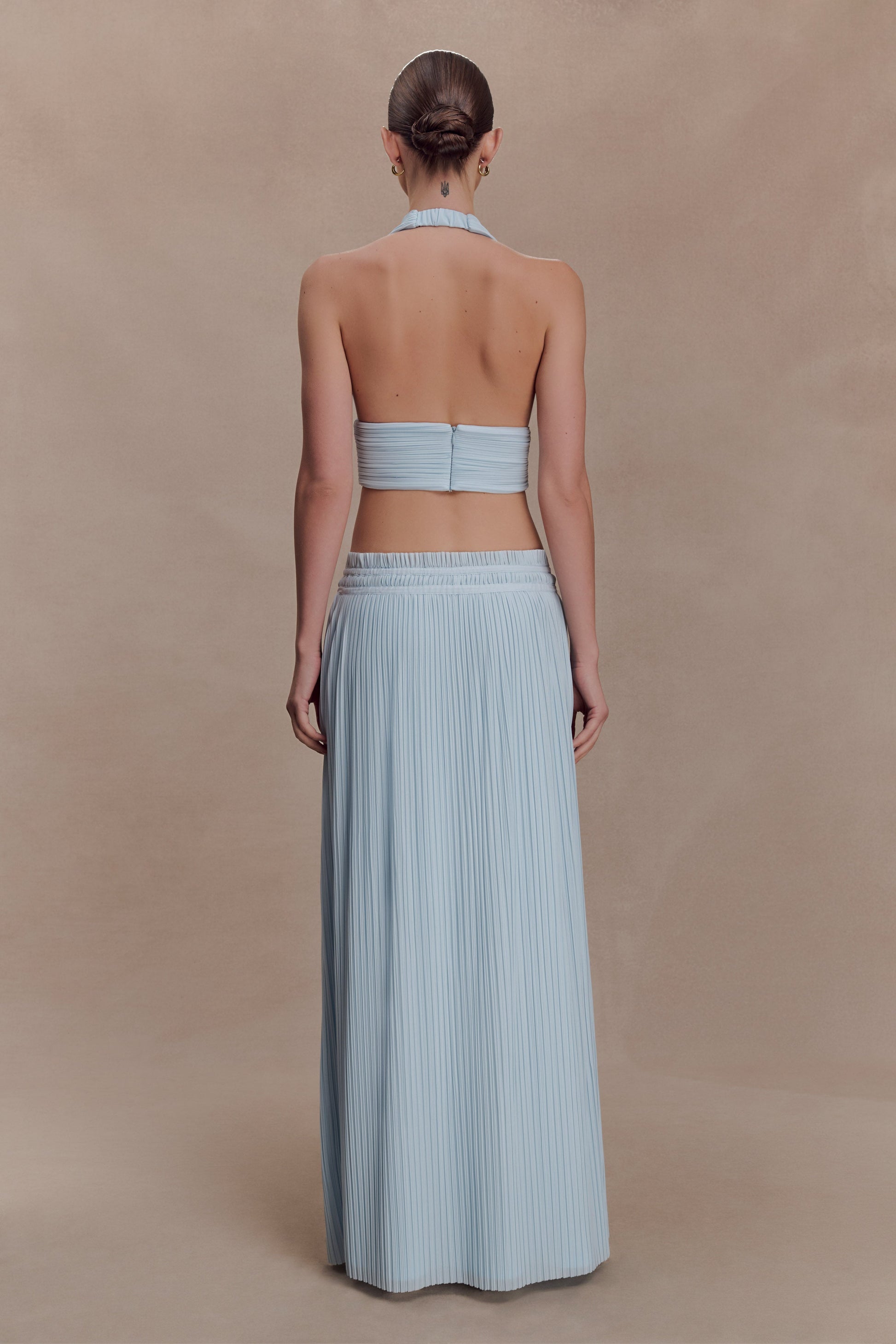 Amaris Sleeveless Plisse Halter Top - Pale Blue #5