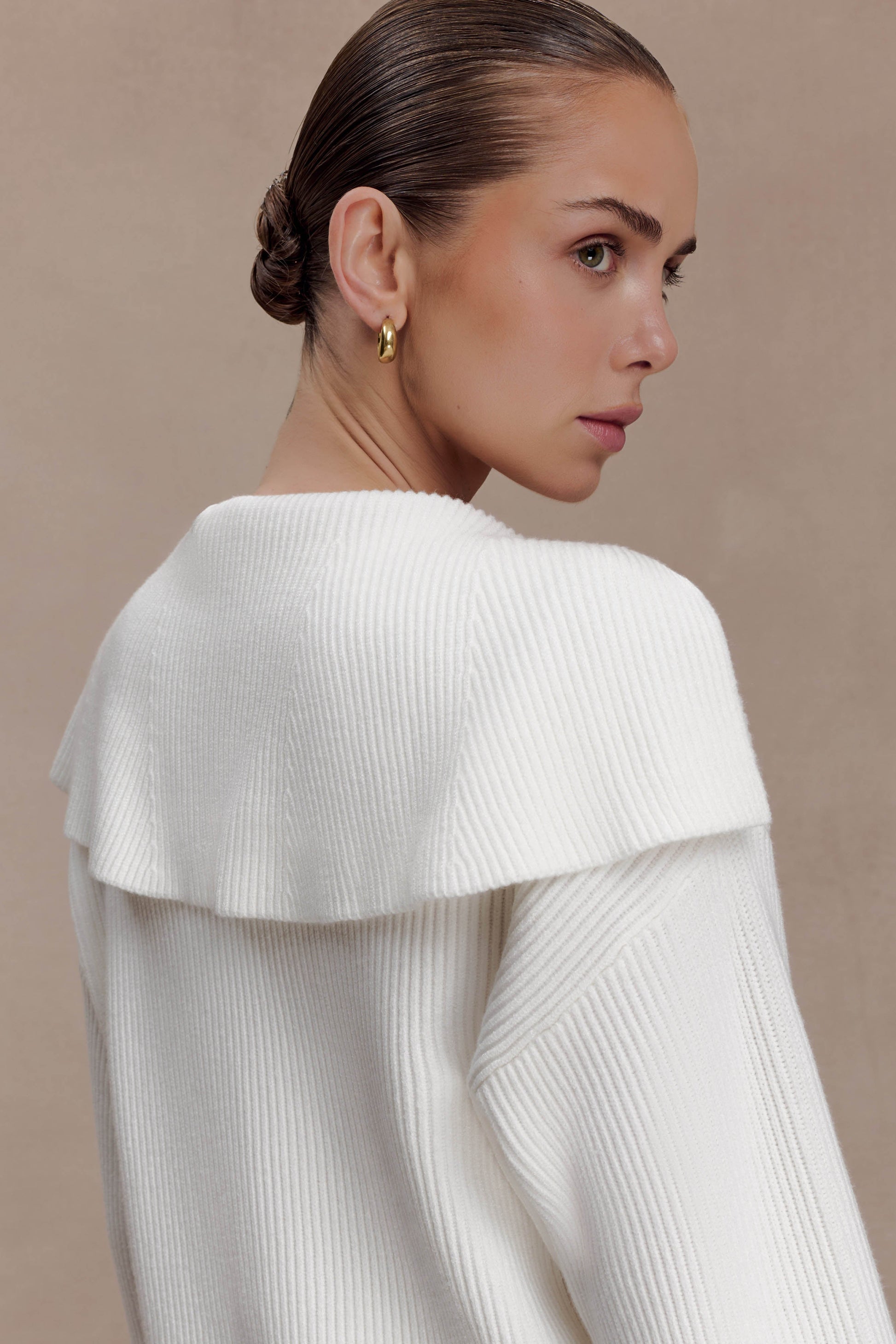 Bianka V Neck Knit Jumper - Off White #3