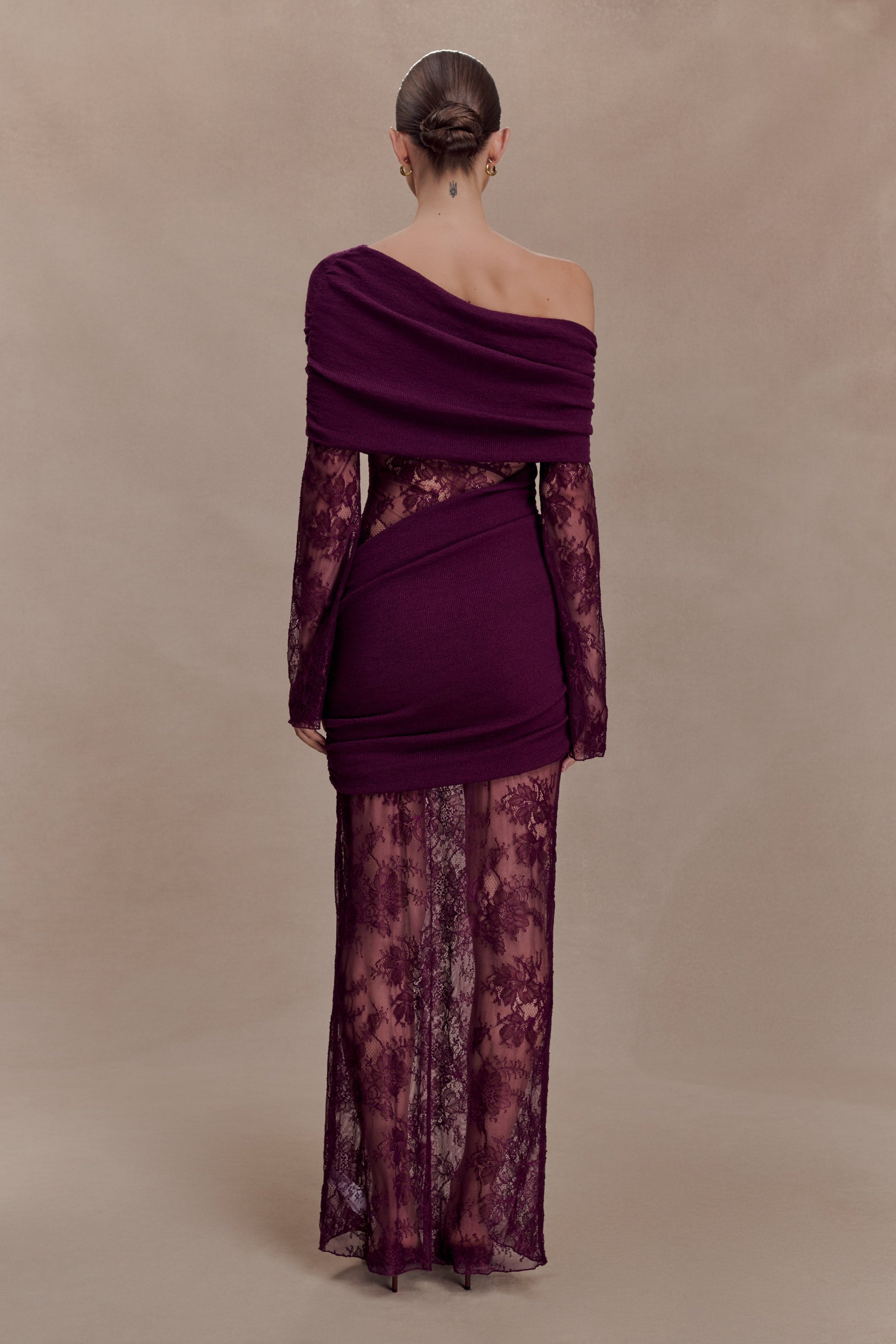 Luxie Lace Knit Maxi Dress - Plum #2