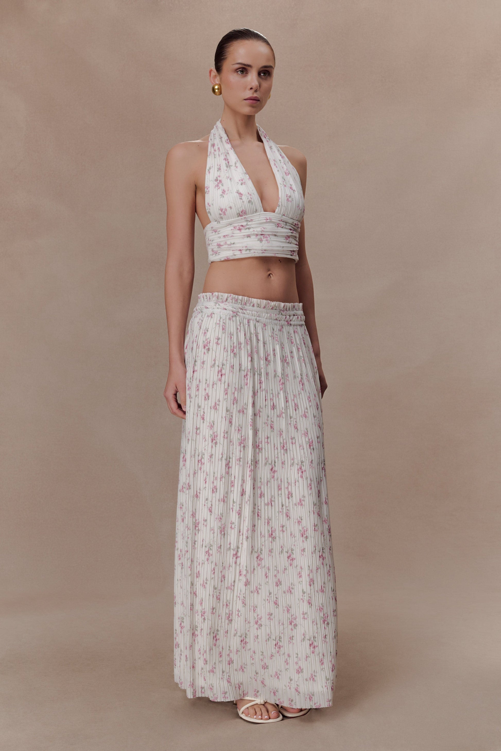 Amaris Gathered Plisse Maxi Skirt - Floral Ditsy Print #5