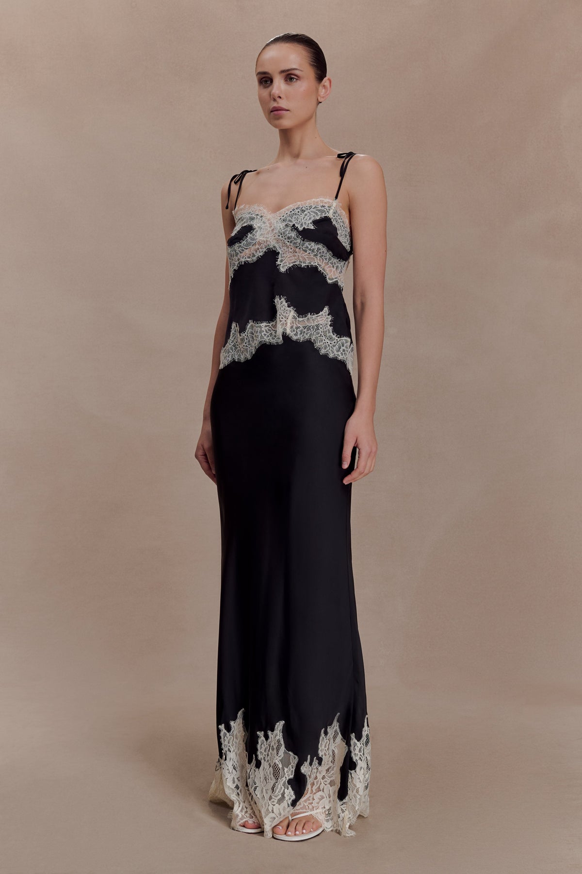 Nina Satin And Lace Camisole - Black/Ivory #6