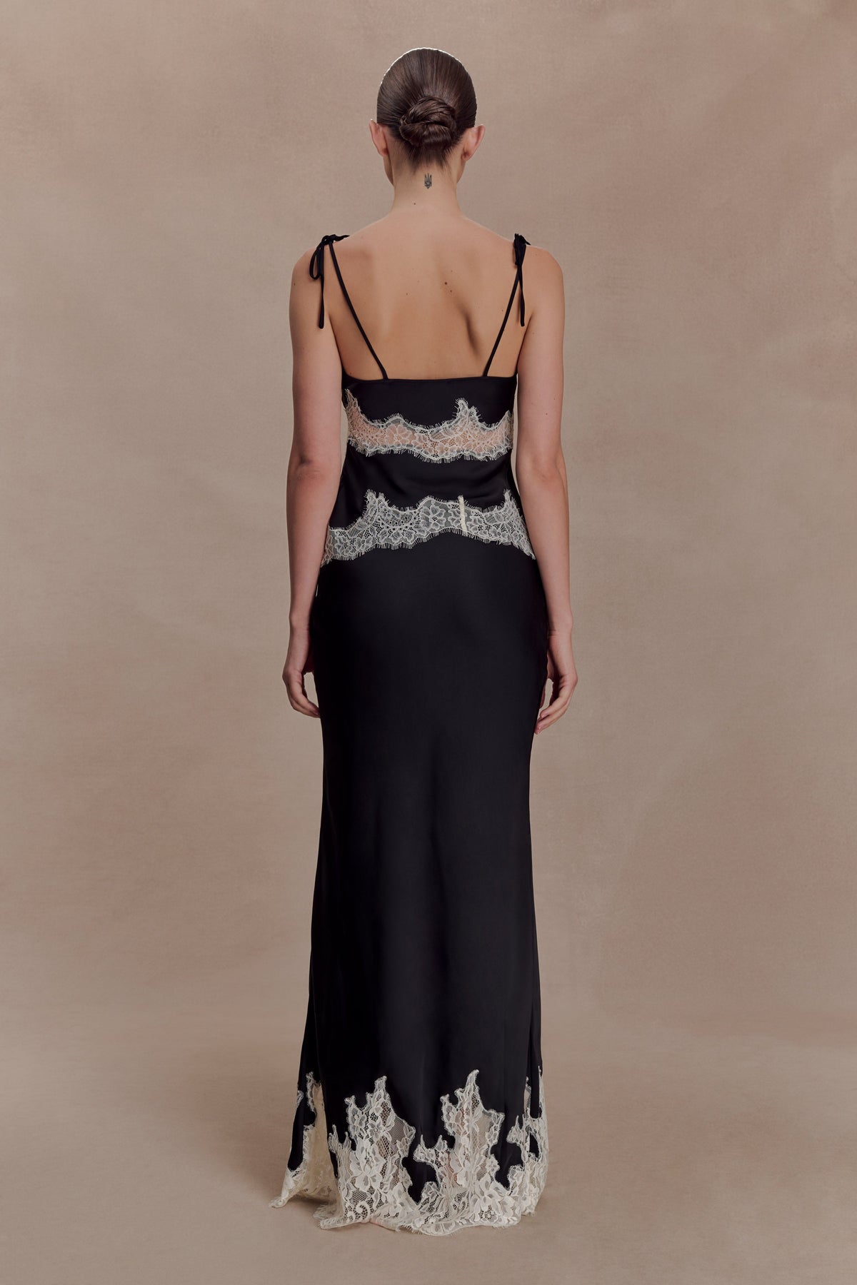 Nina Satin And Lace Camisole - Black/Ivory #5