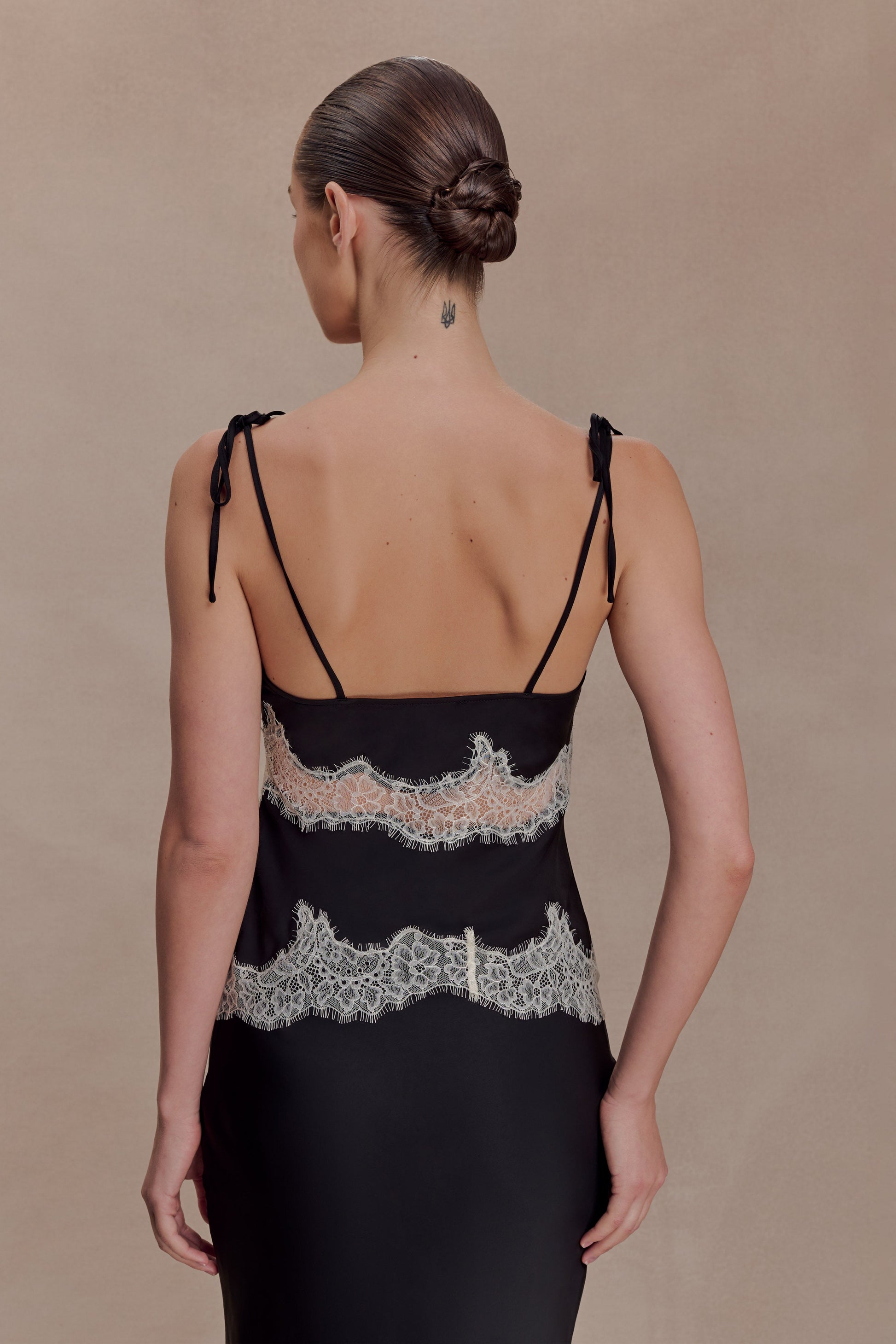 Nina Satin And Lace Camisole - Black/Ivory #4