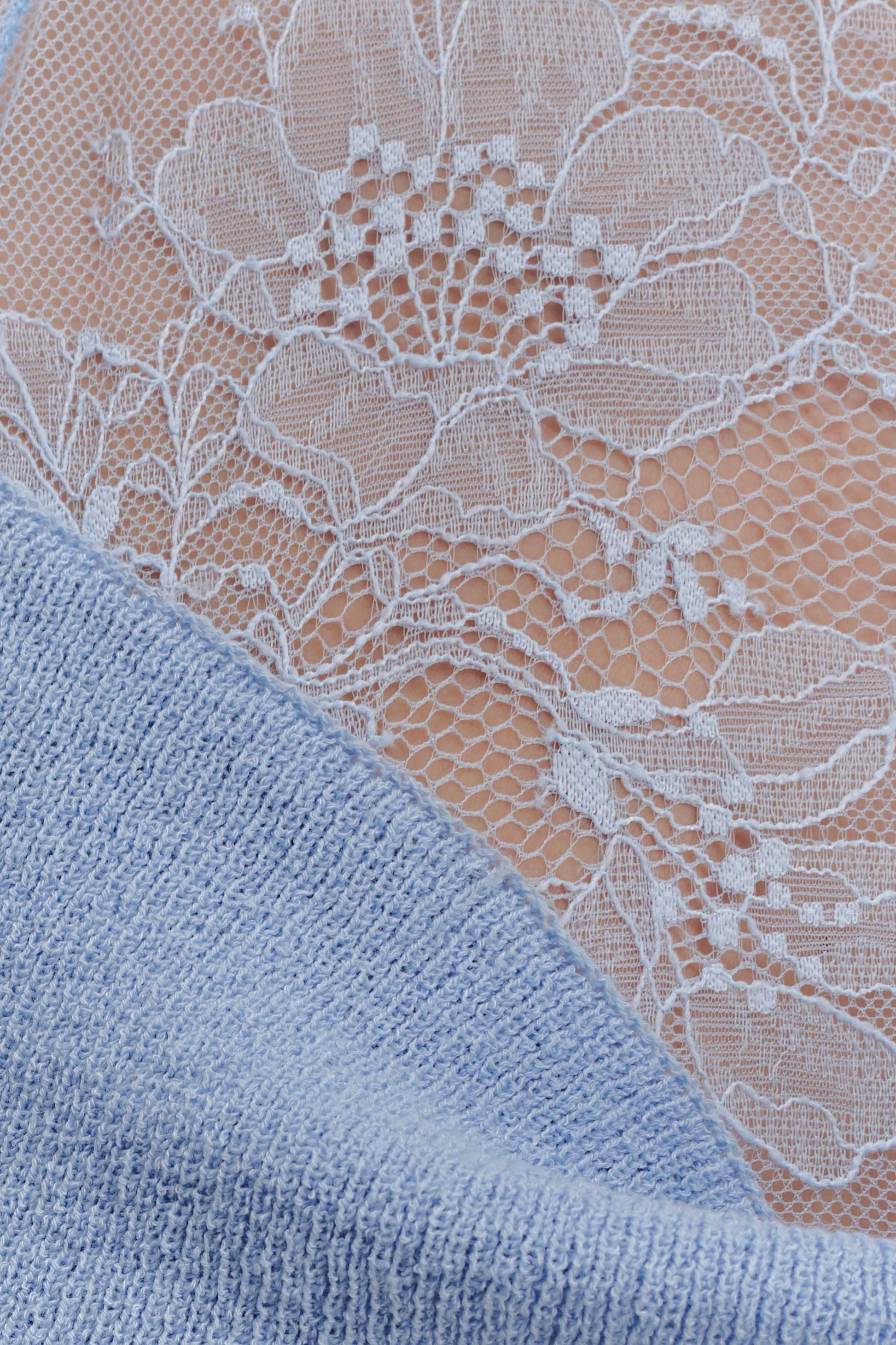 Lucy Lace And Knit Halter Top - Cornflower Blue #6