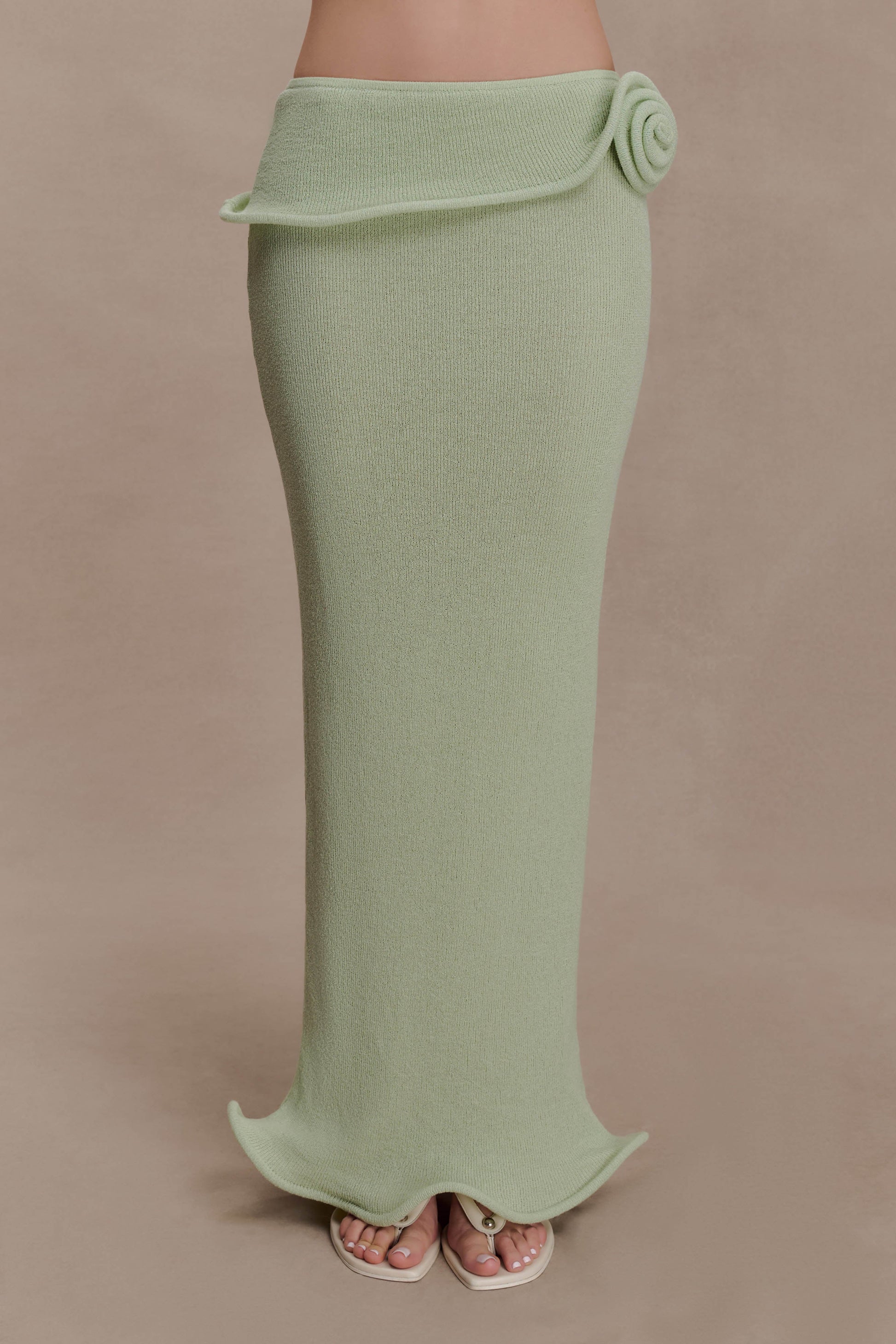 Samira Knit Wired Maxi Skirt - Pastel Green #7