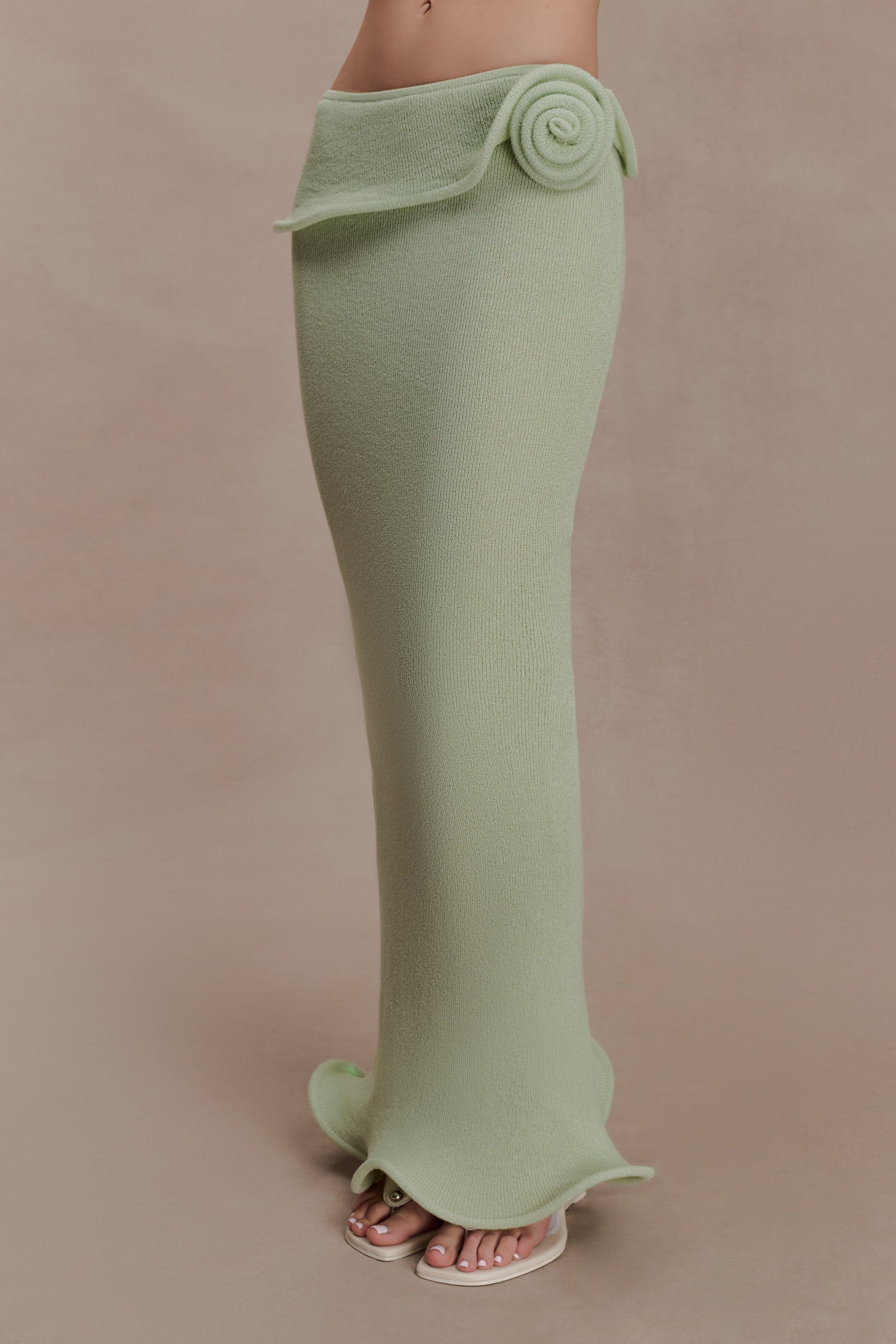 Samira Knit Wired Maxi Skirt - Pastel Green #4