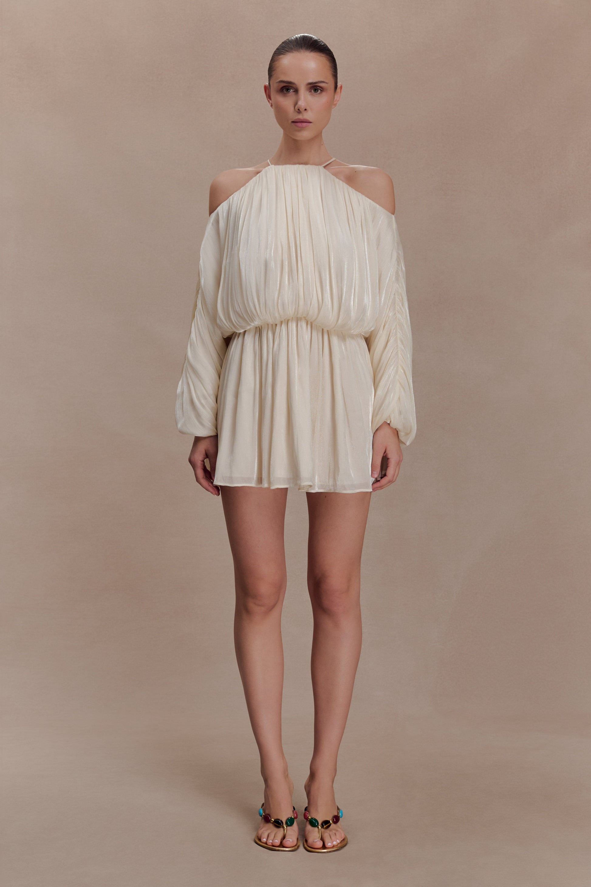 Minna Halter Mini Dress - Opal White #5