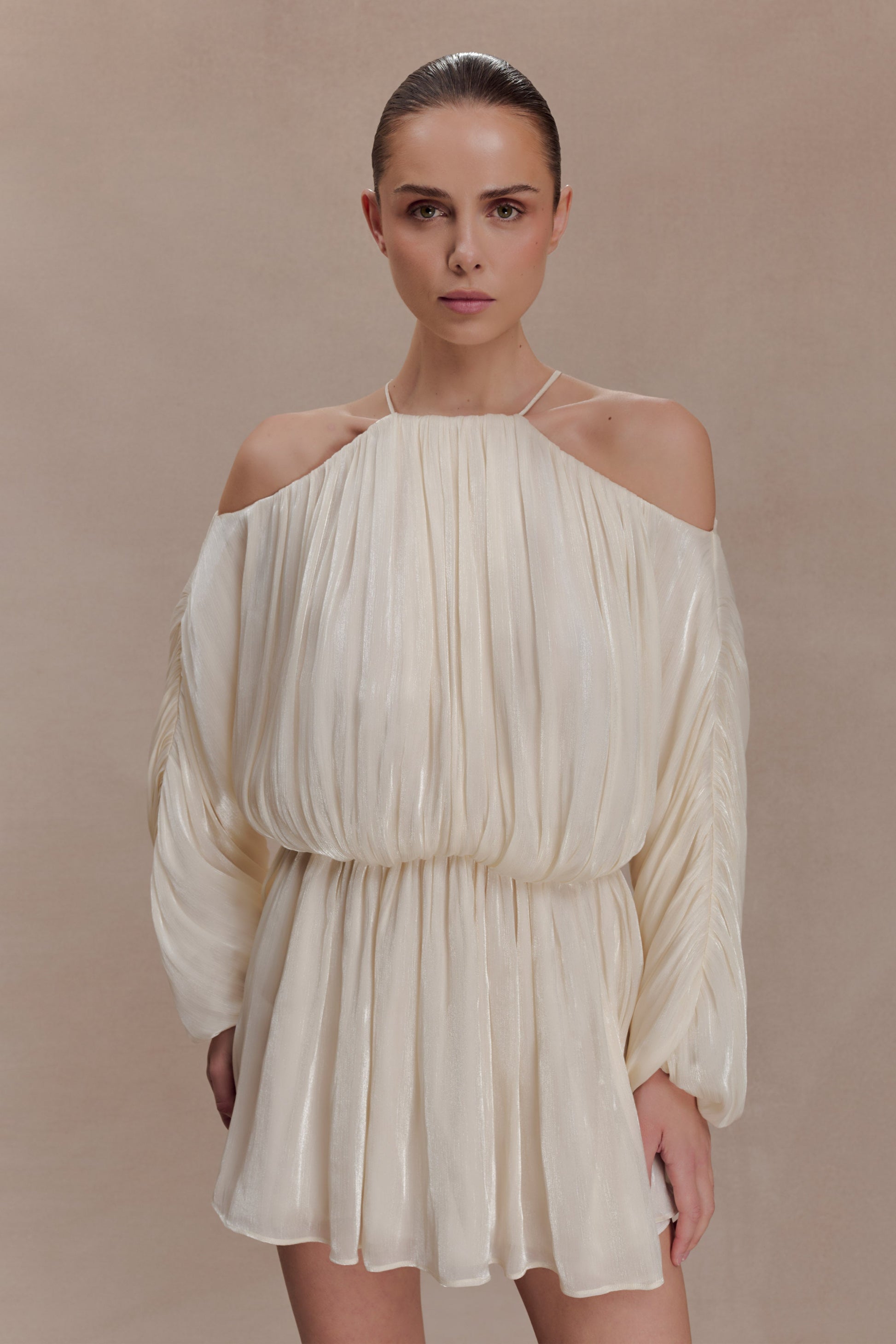 Minna Halter Mini Dress - Opal White #8