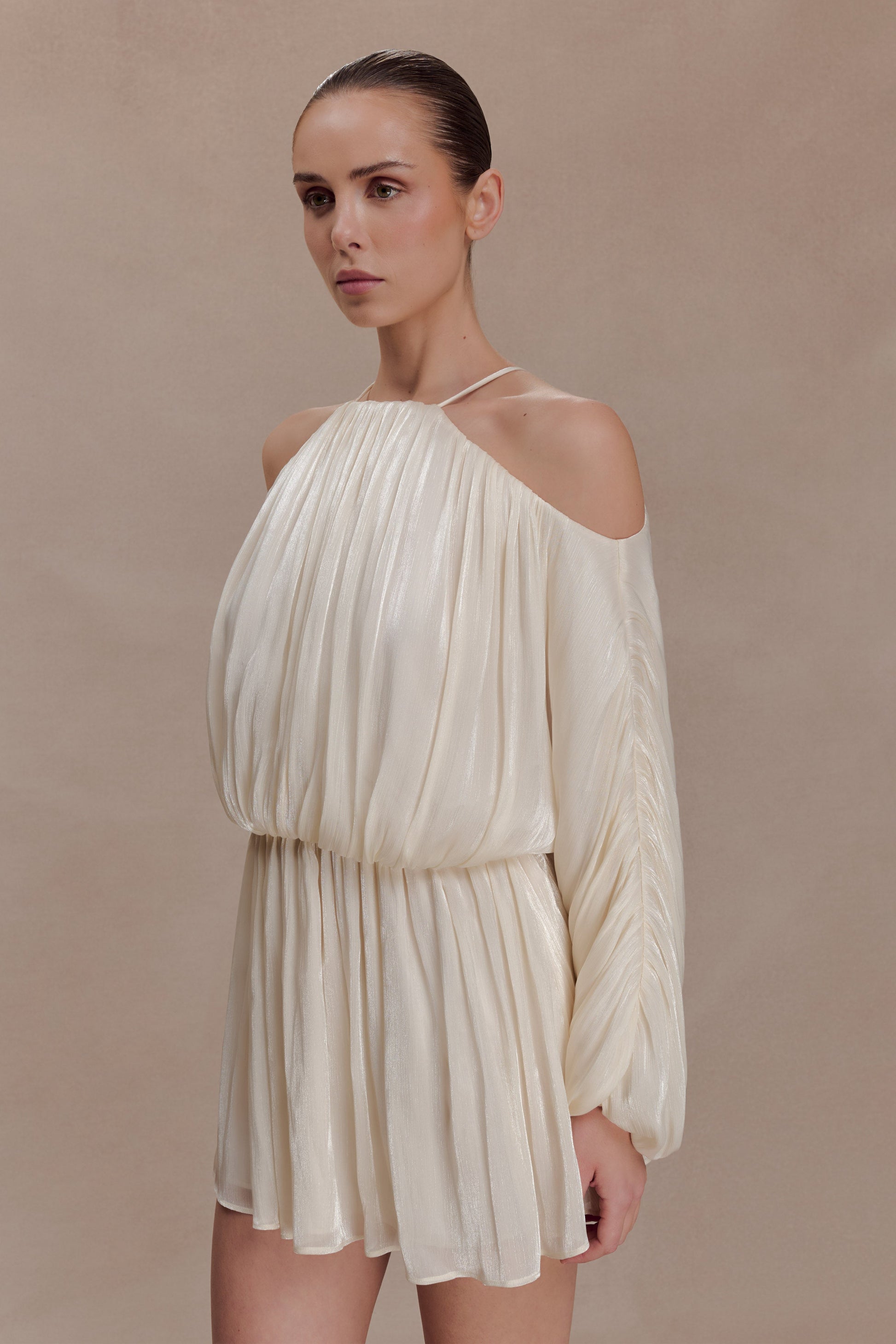 Minna Halter Mini Dress - Opal White #6