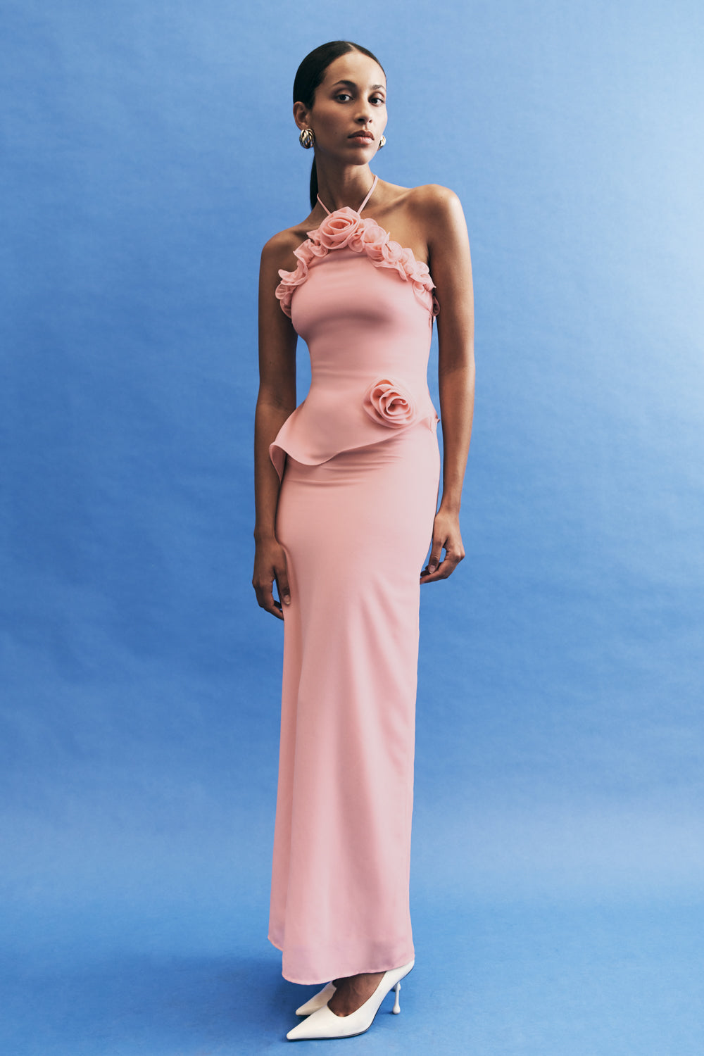 Melissa Chiffon Flower Maxi Dress - Baby Pink #2