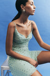Zahra Diamante Cowl Mini Dress - Mint