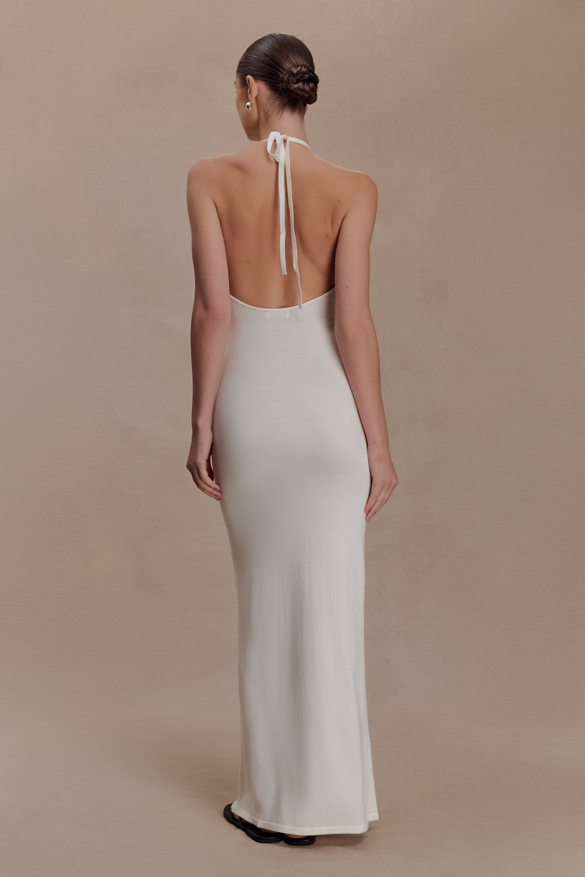 Brock Knit Halter Maxi Dress - White #2