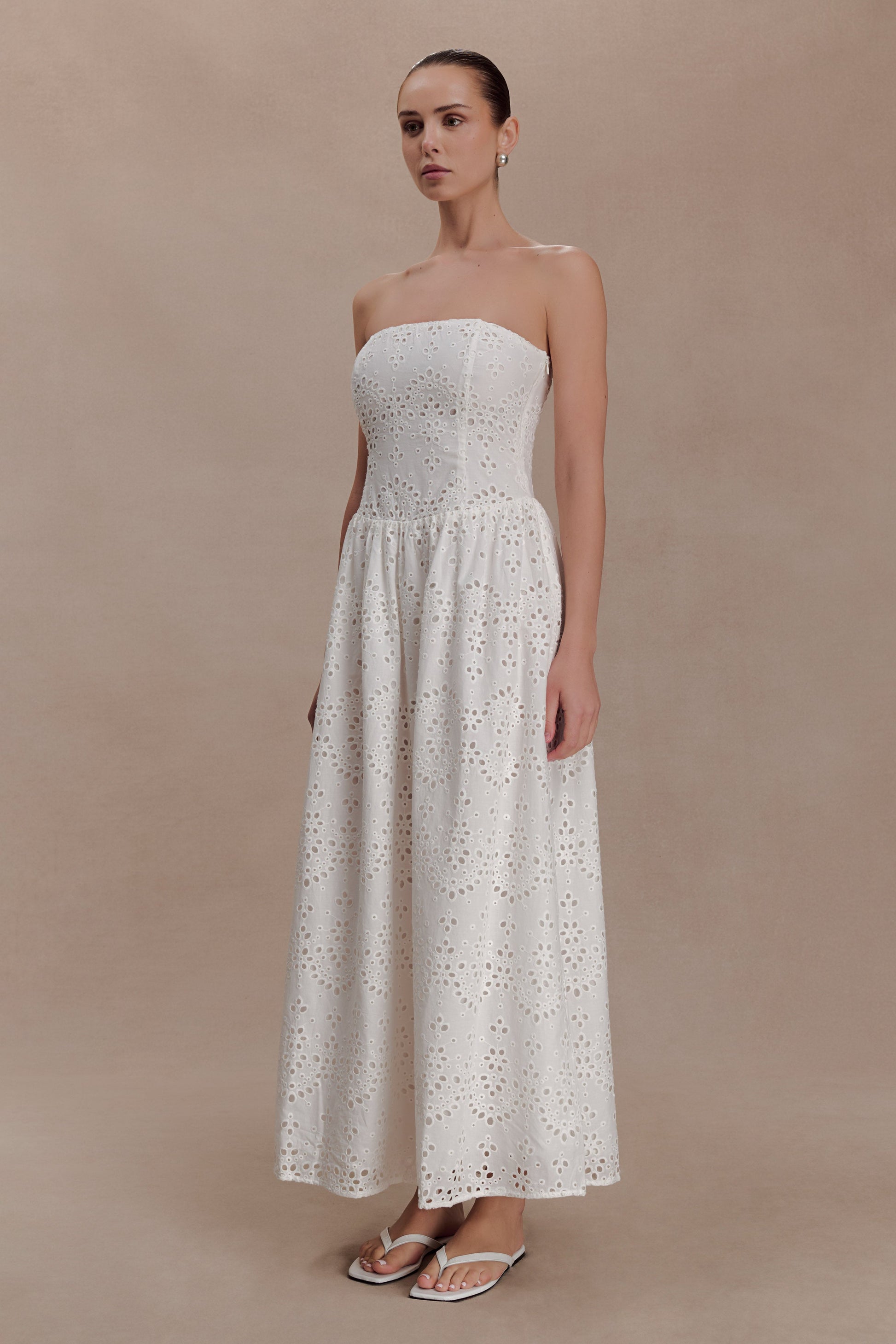 Maureen Broderie Strapless Maxi Dress - White #3