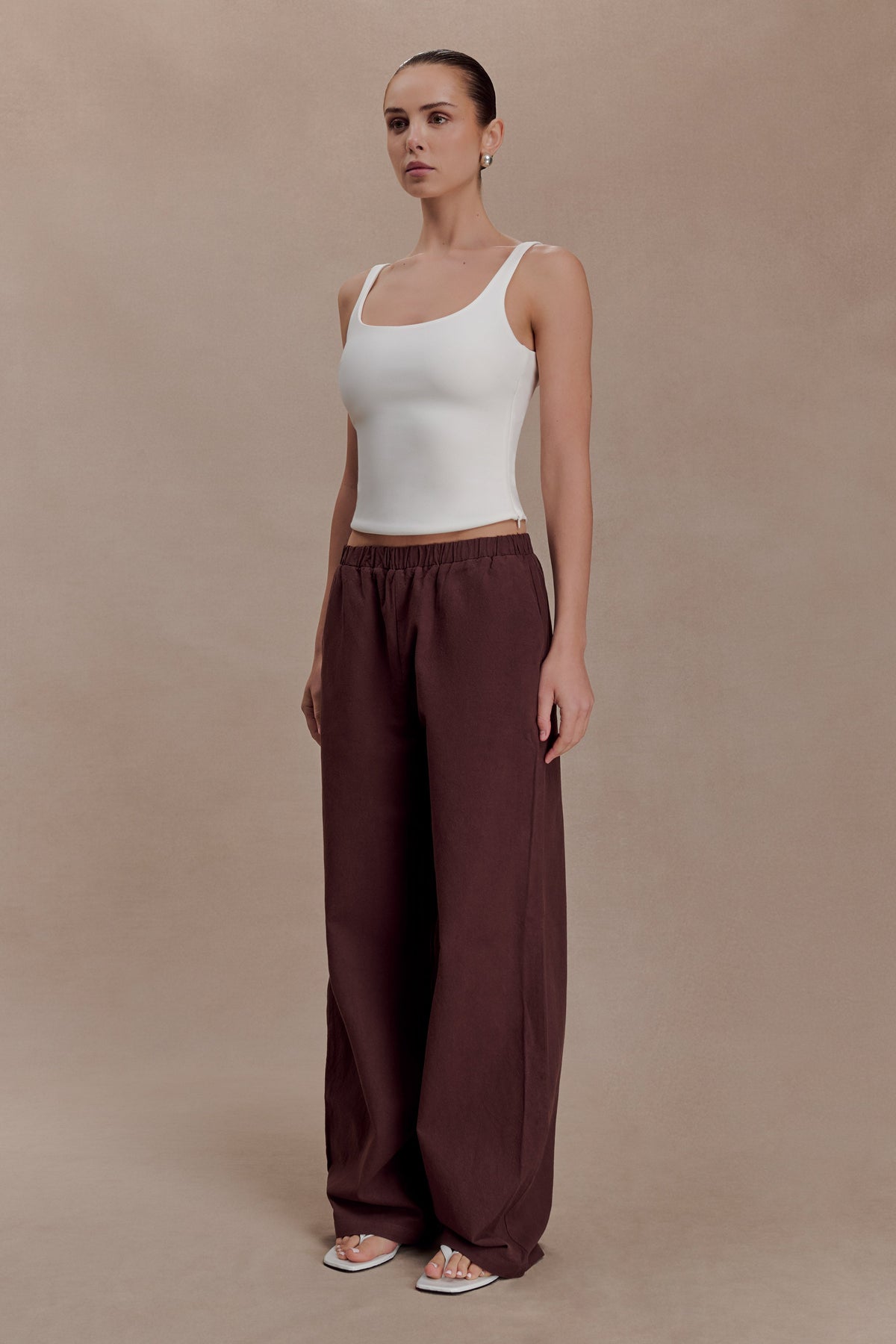 Janayia Cotton Wide Leg Pants - Dark Espresso #3