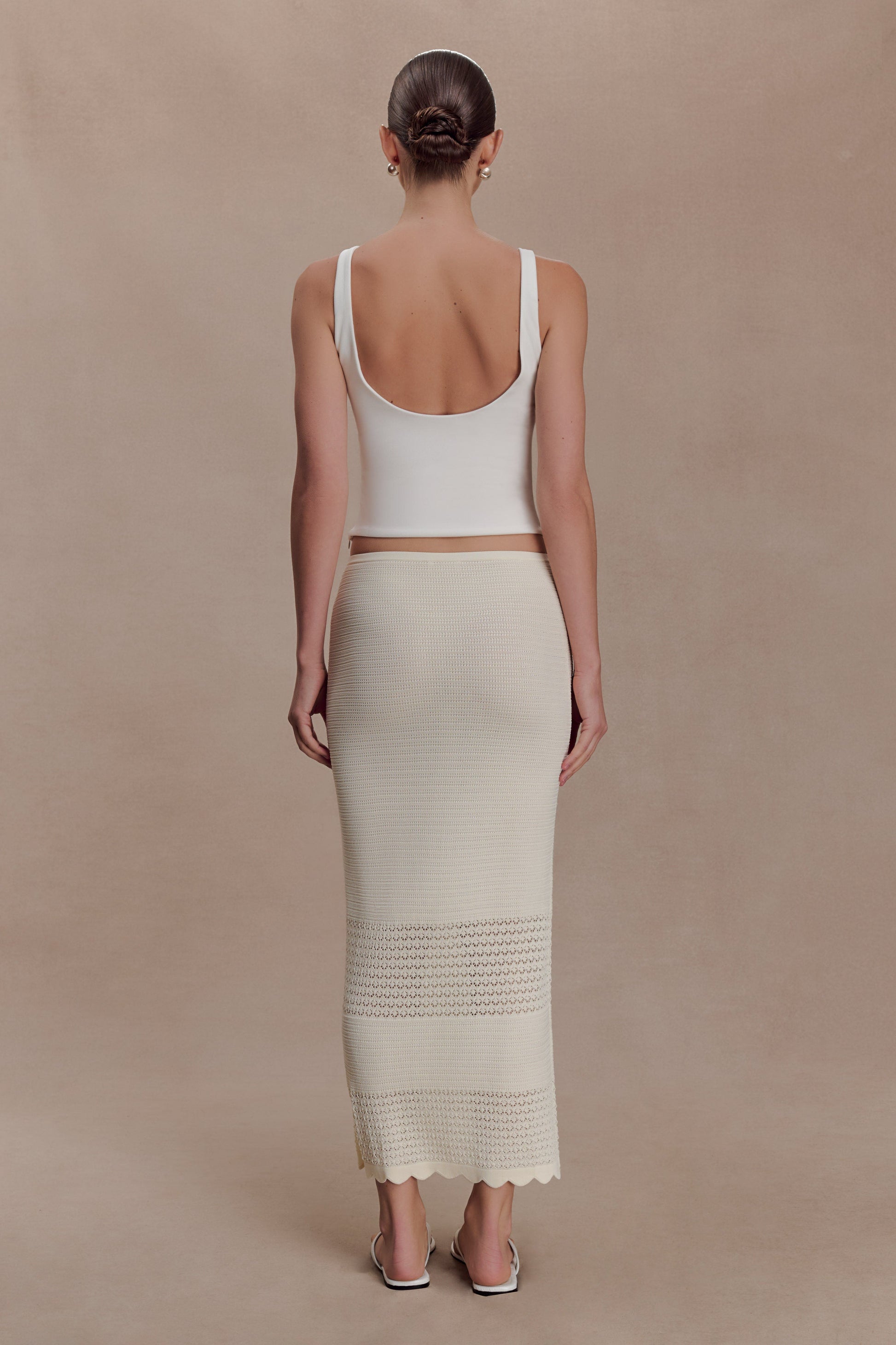 Madeline Scallop Knit Midi Skirt - Ivory #7