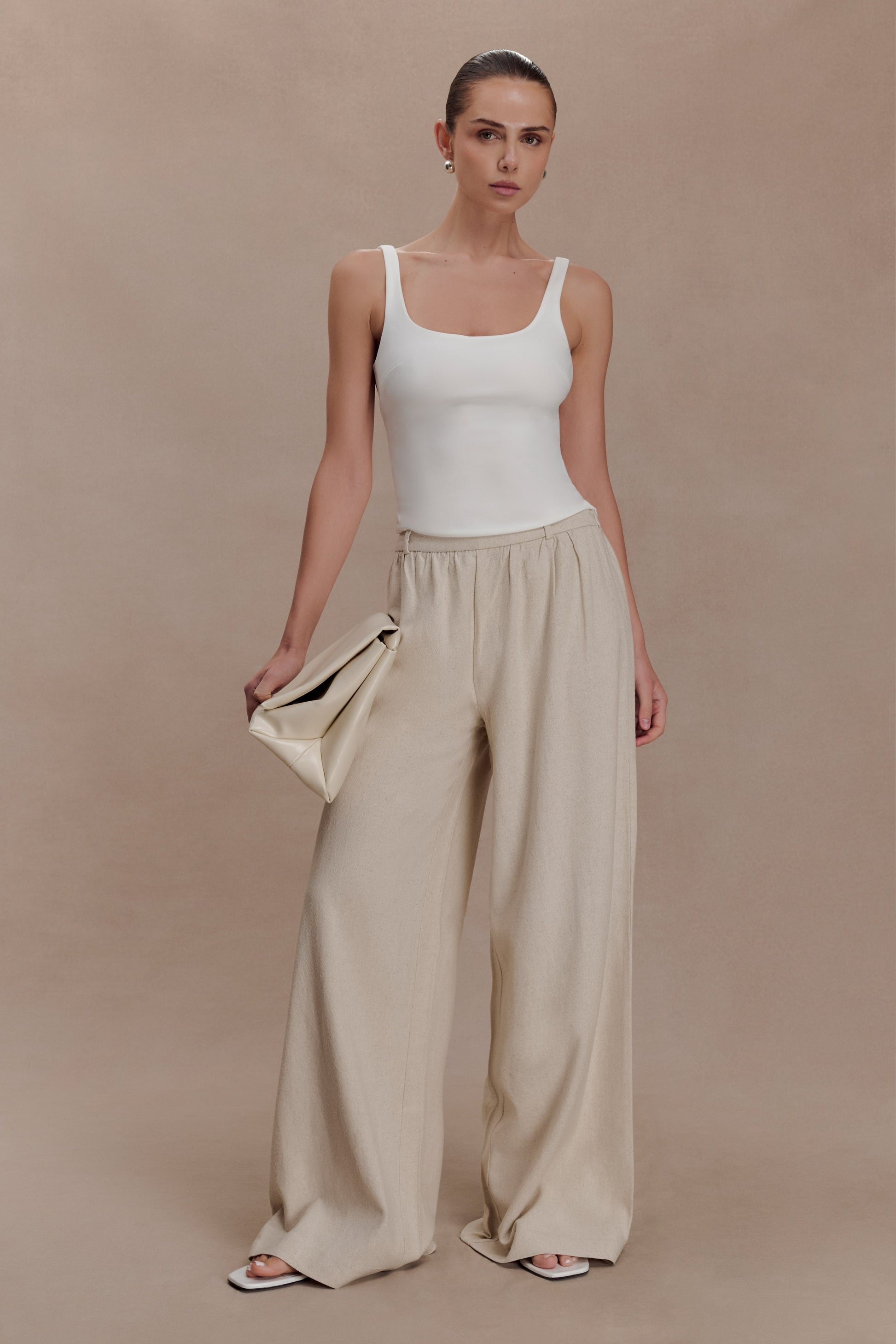 Gabby Straight Leg Linen Pants - Natural