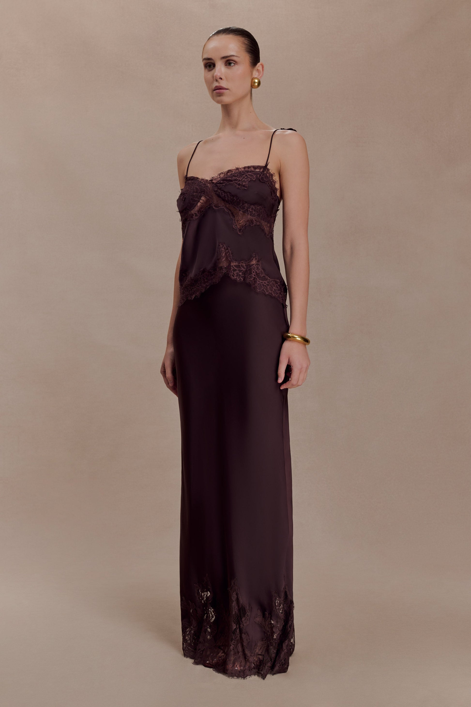 Nina Satin And Lace Camisole - Chocolate #4