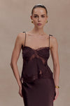 Nina Satin And Lace Camisole - Chocolate