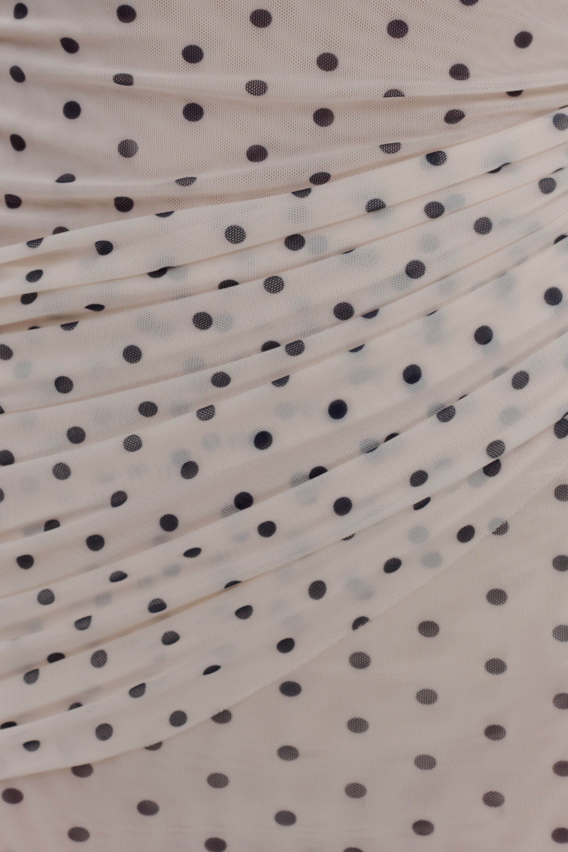 Adrienne One Shoulder Mesh Mini Dress - Polka Dot #7