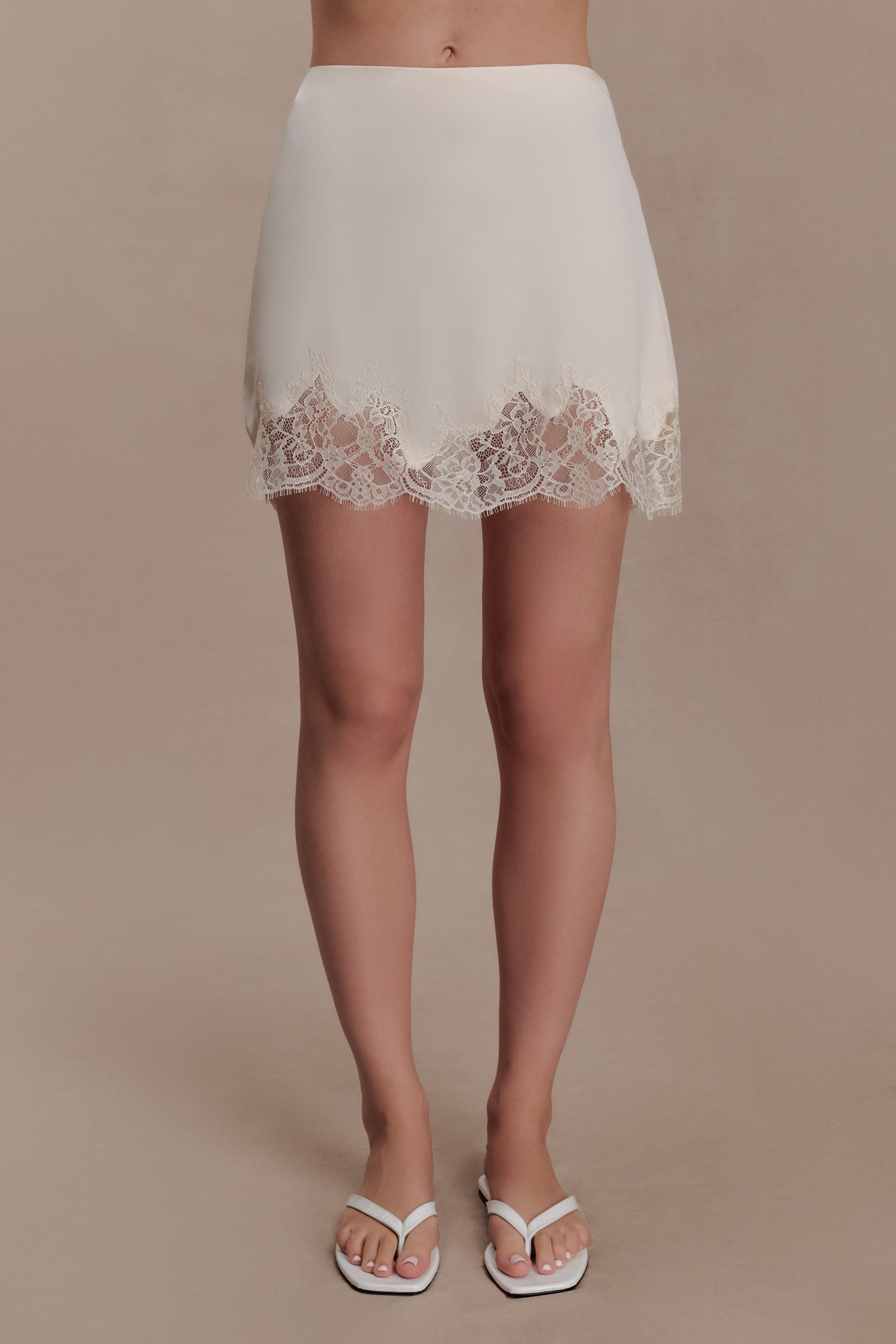 Nina Lace And Satin Mini Skirt - Ivory #7
