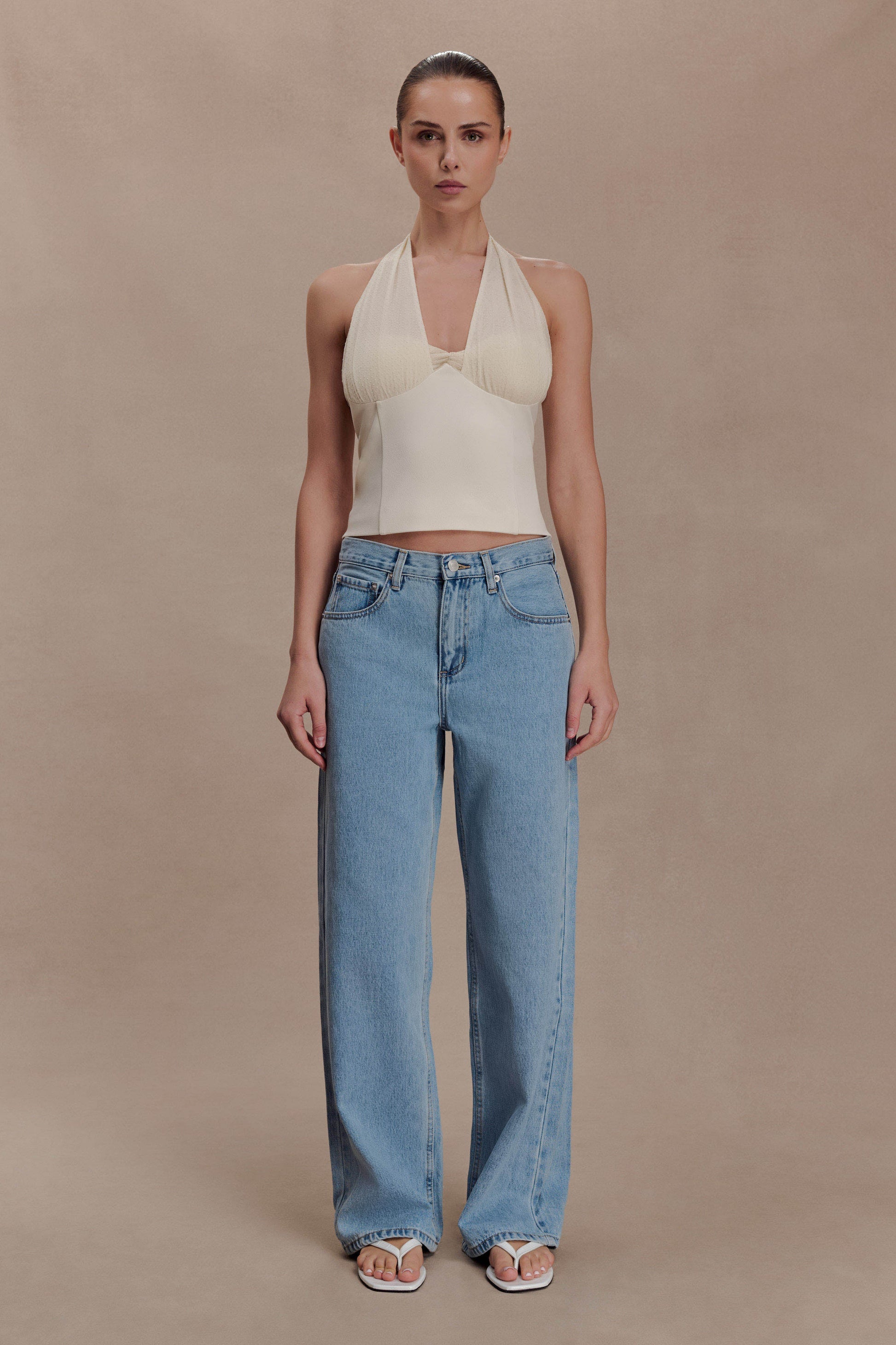 Cressida Crepe Halter Top - Ivory