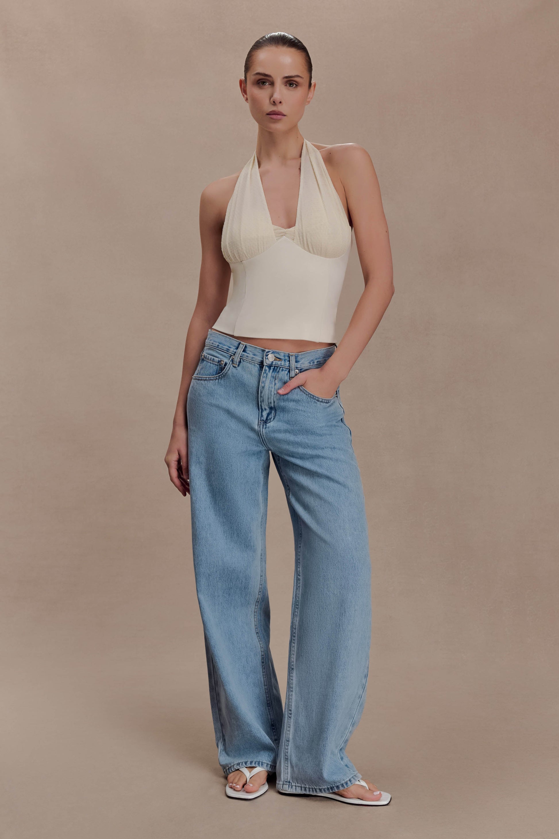 Cressida Crepe Halter Top - Ivory #2