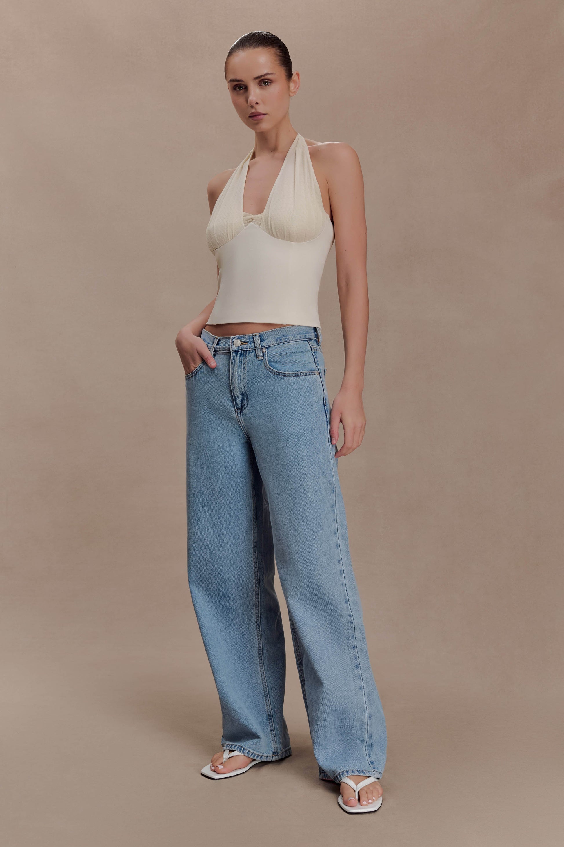 Cressida Crepe Halter Top - Ivory #3