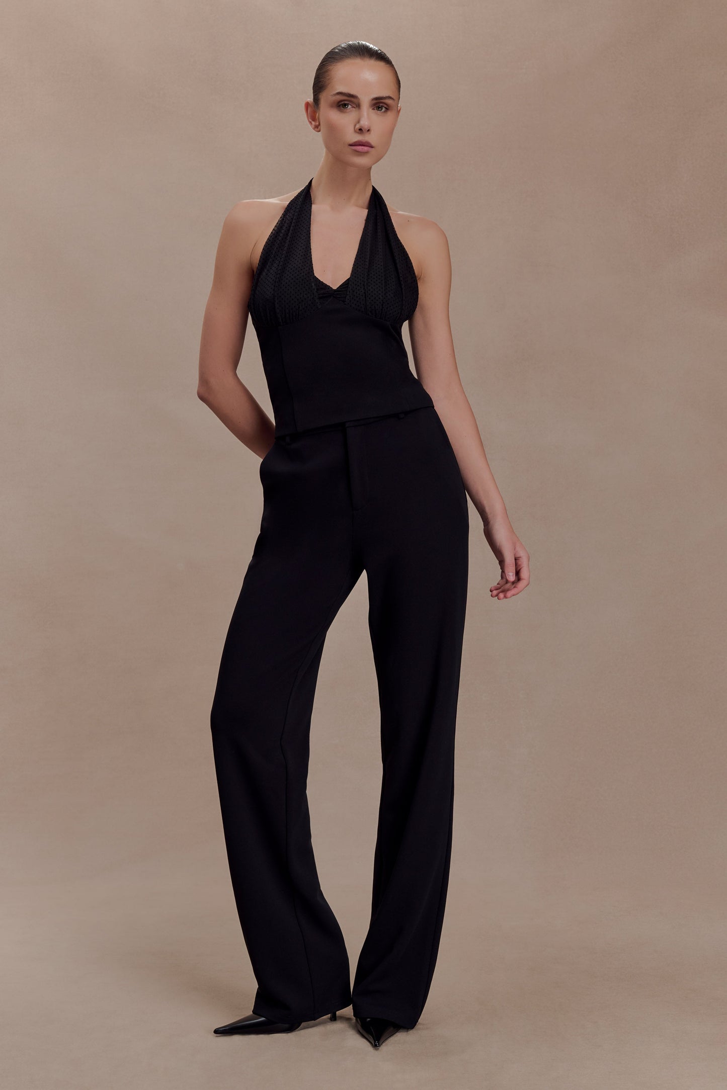 Cressida Crepe Halter Top - Black