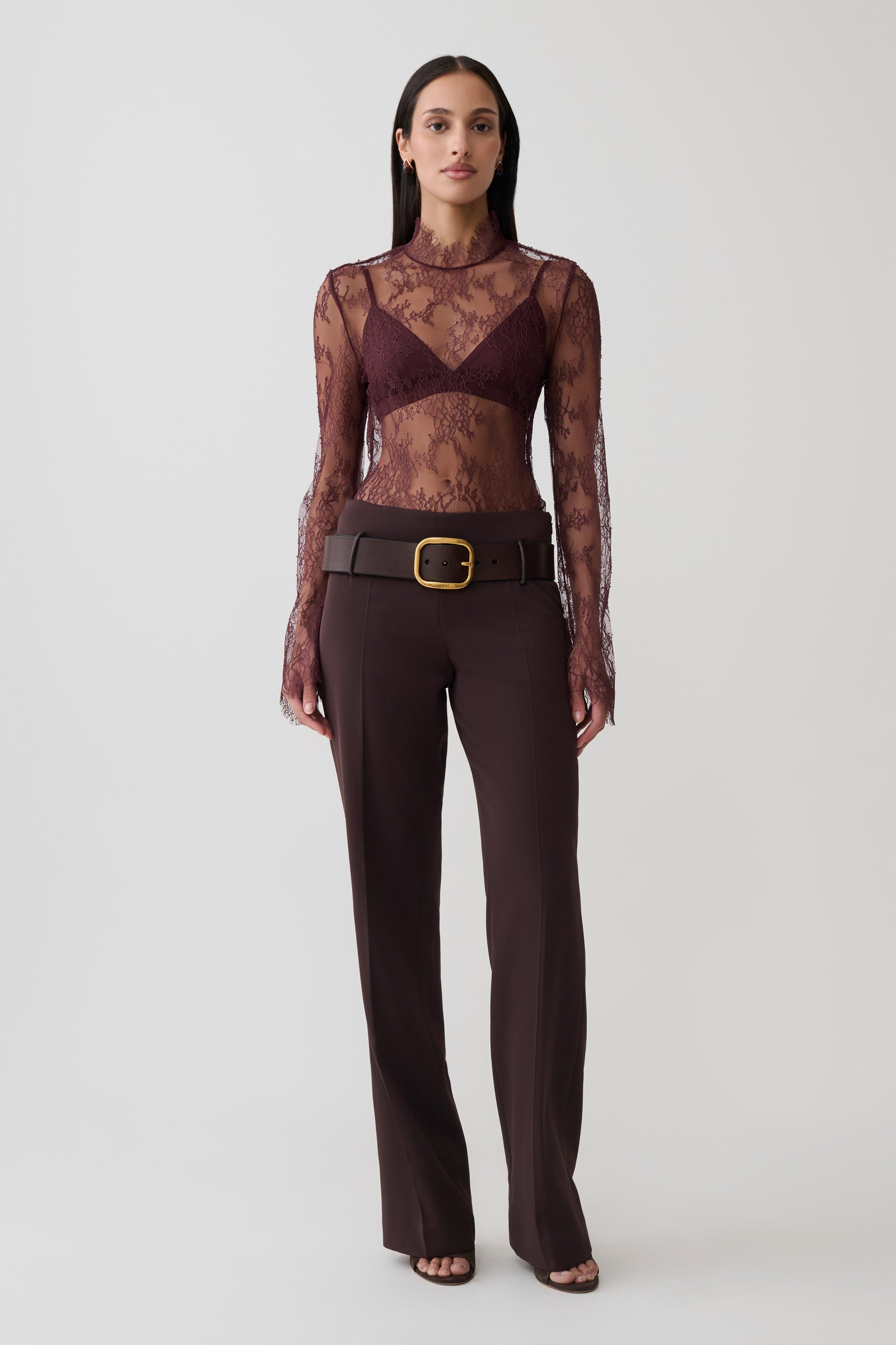 Brooke Straight Leg Suiting Pant - Burgundy