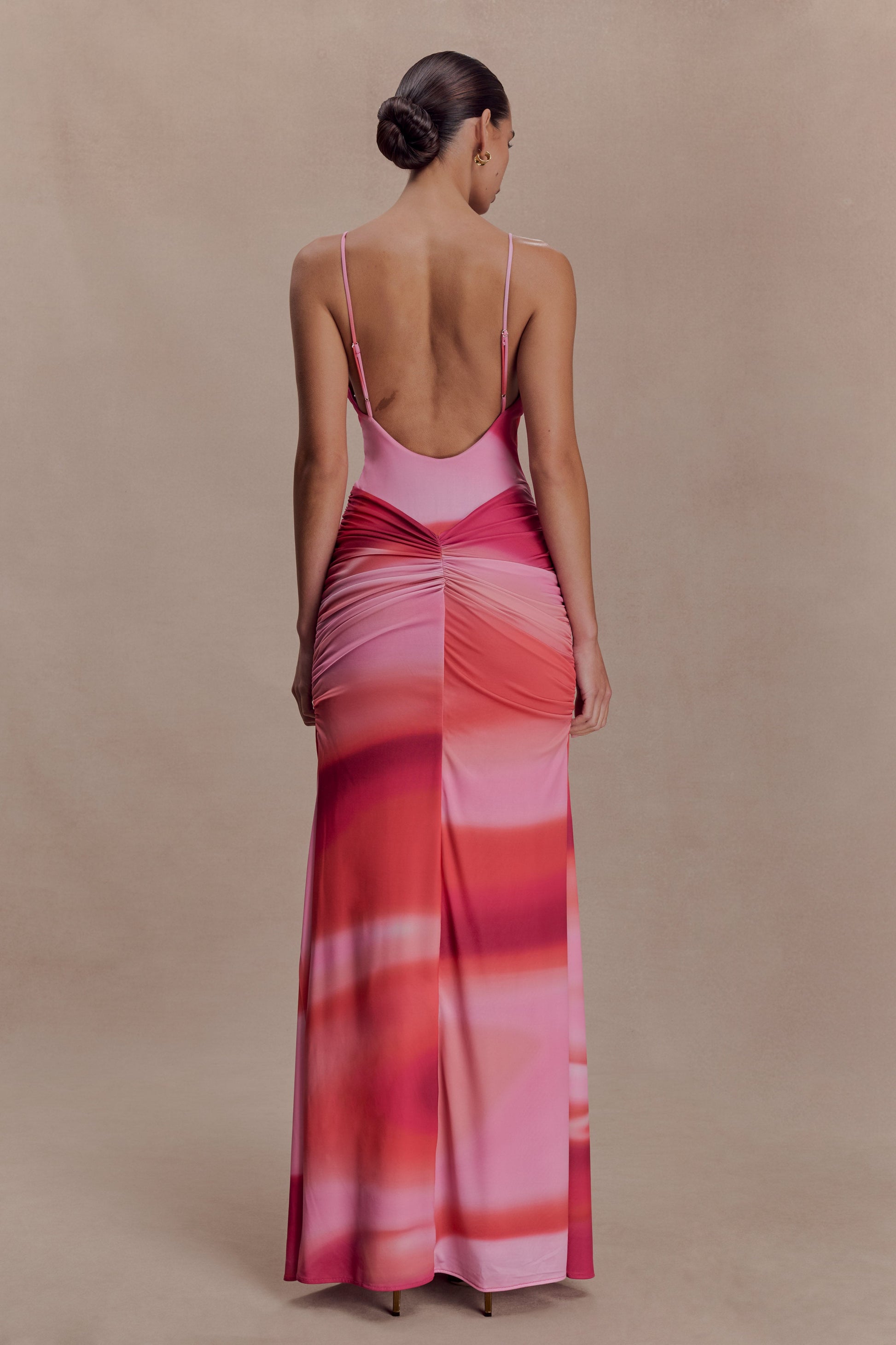 Roisin Slinky Maxi Dress - Pink Sunset Print #2