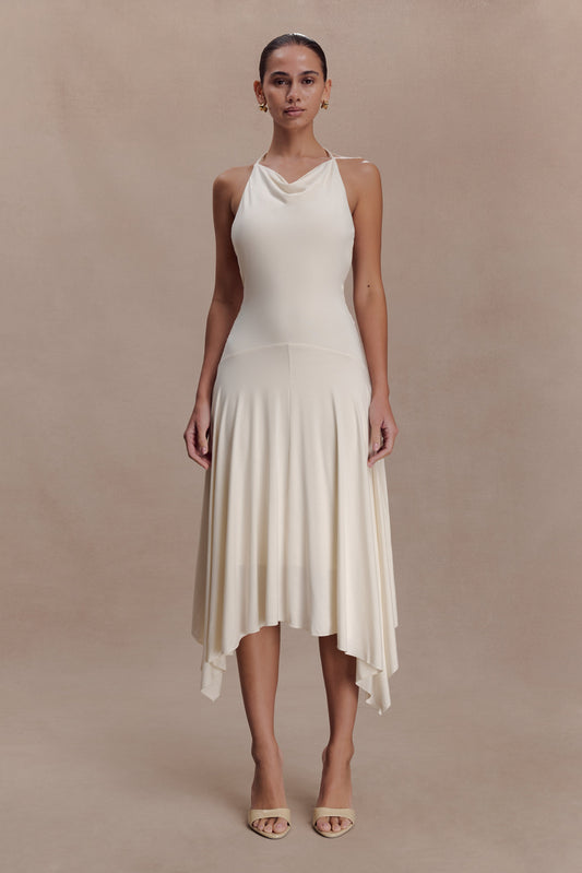 Sylvie Modal Hankie Midi Dress - Ivory