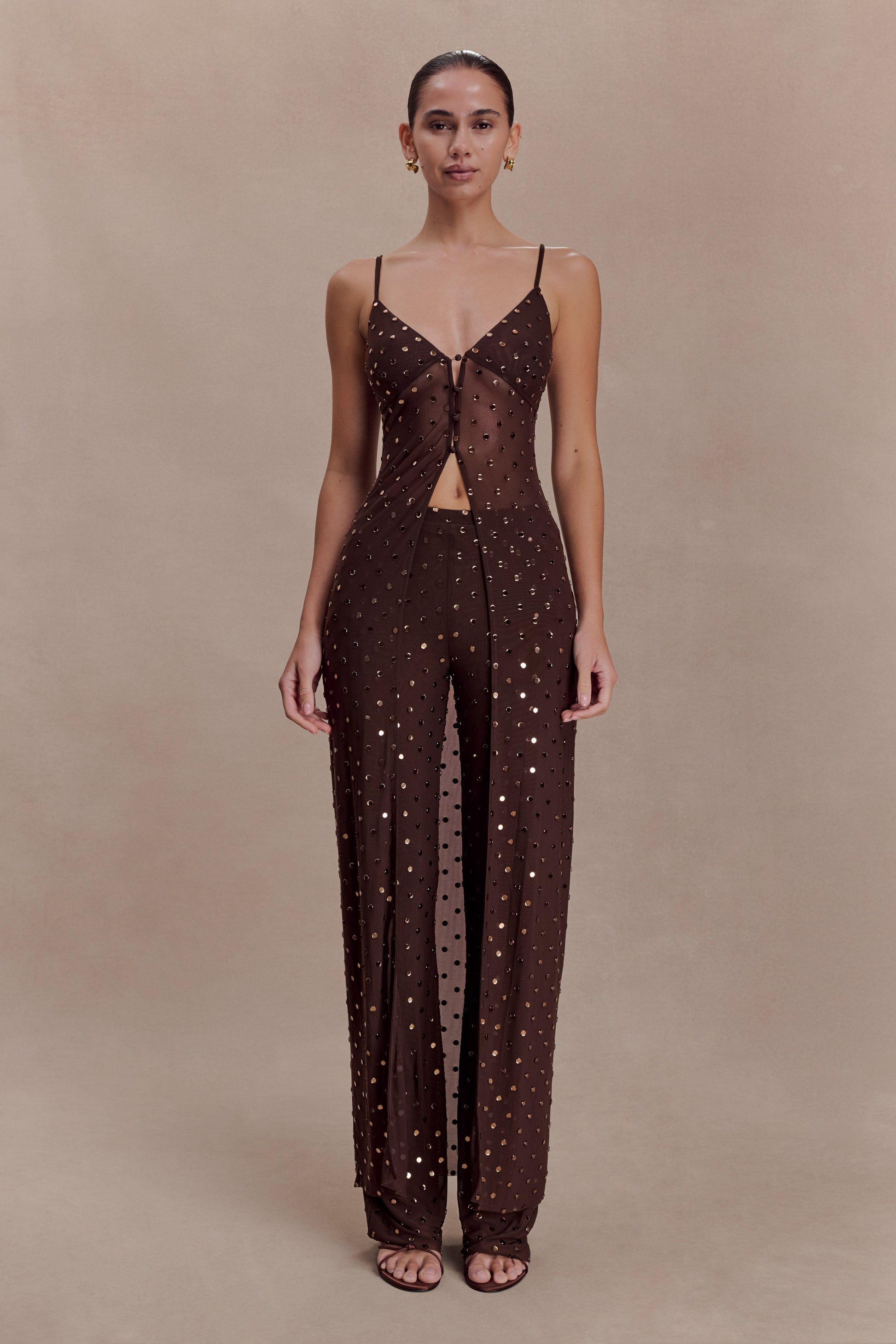 Jackie Diamante Straight Leg Pants - Chocolate #4