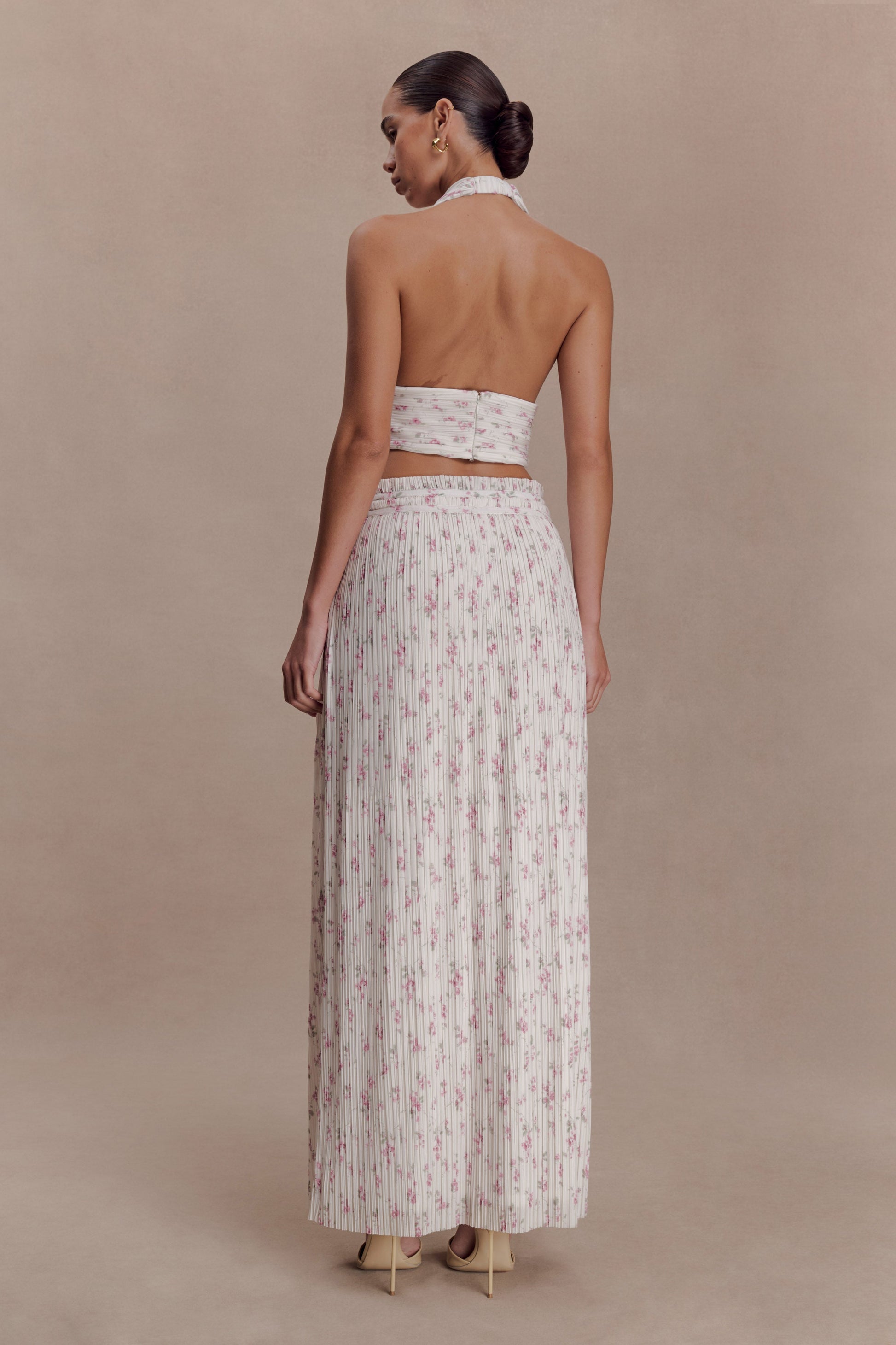 Amaris Gathered Plisse Maxi Skirt - Floral Ditsy Print #2