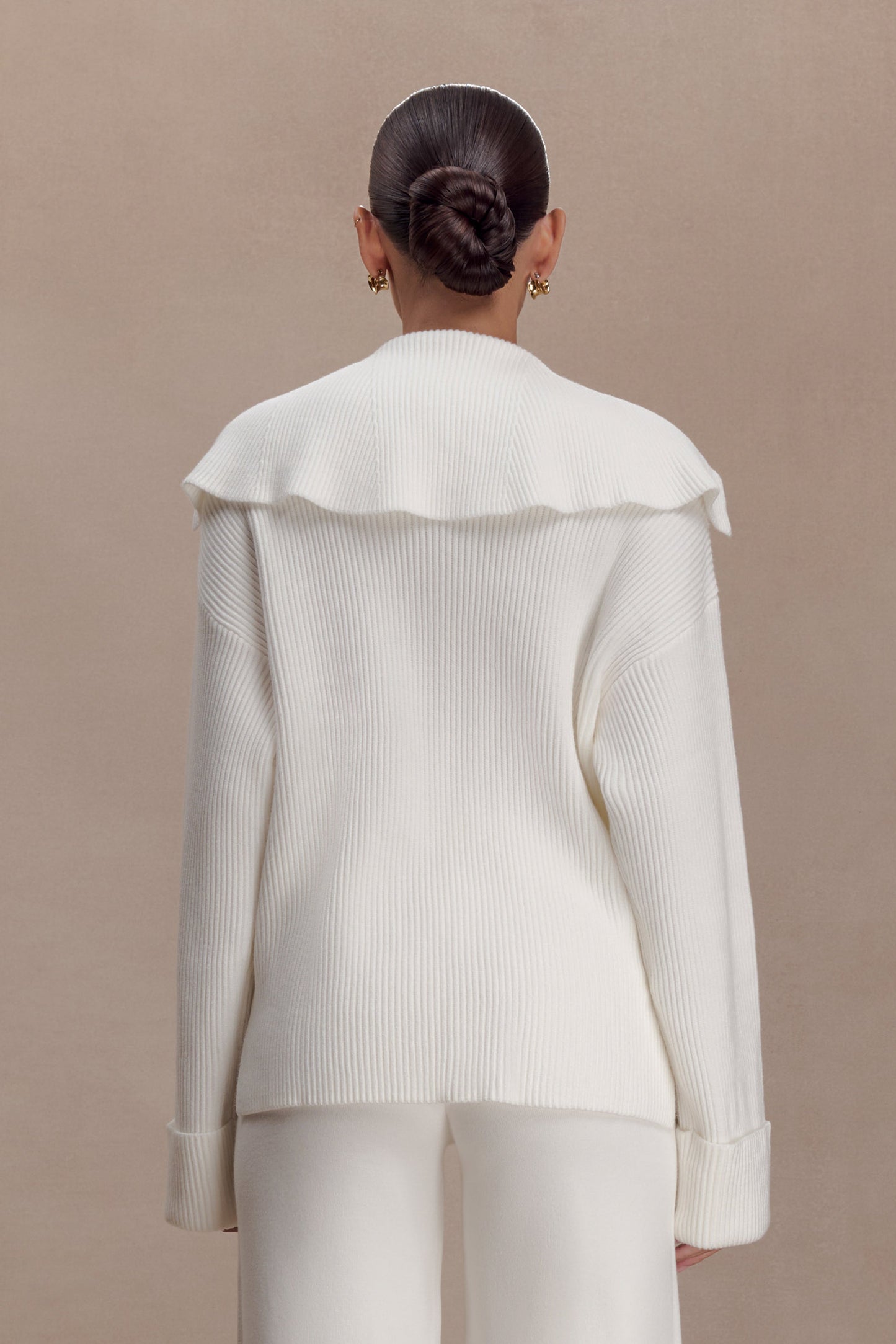 Bianka V Neck Knit Jumper - Off White