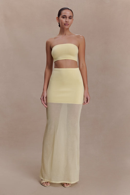 Tanyel Sheer And Bandage Knit Maxi Skirt - Lemon
