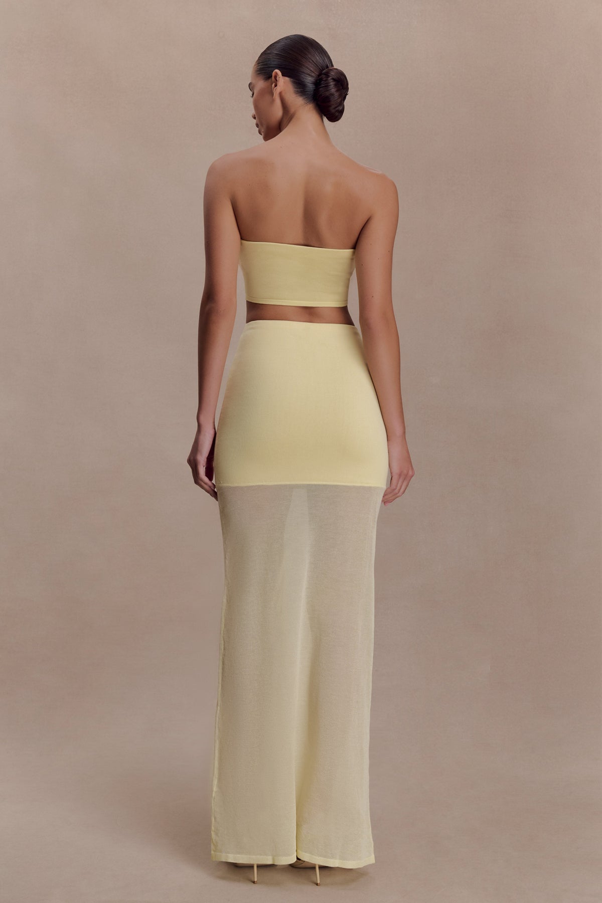 Tanyel Sheer And Bandage Knit Maxi Skirt - Lemon #2