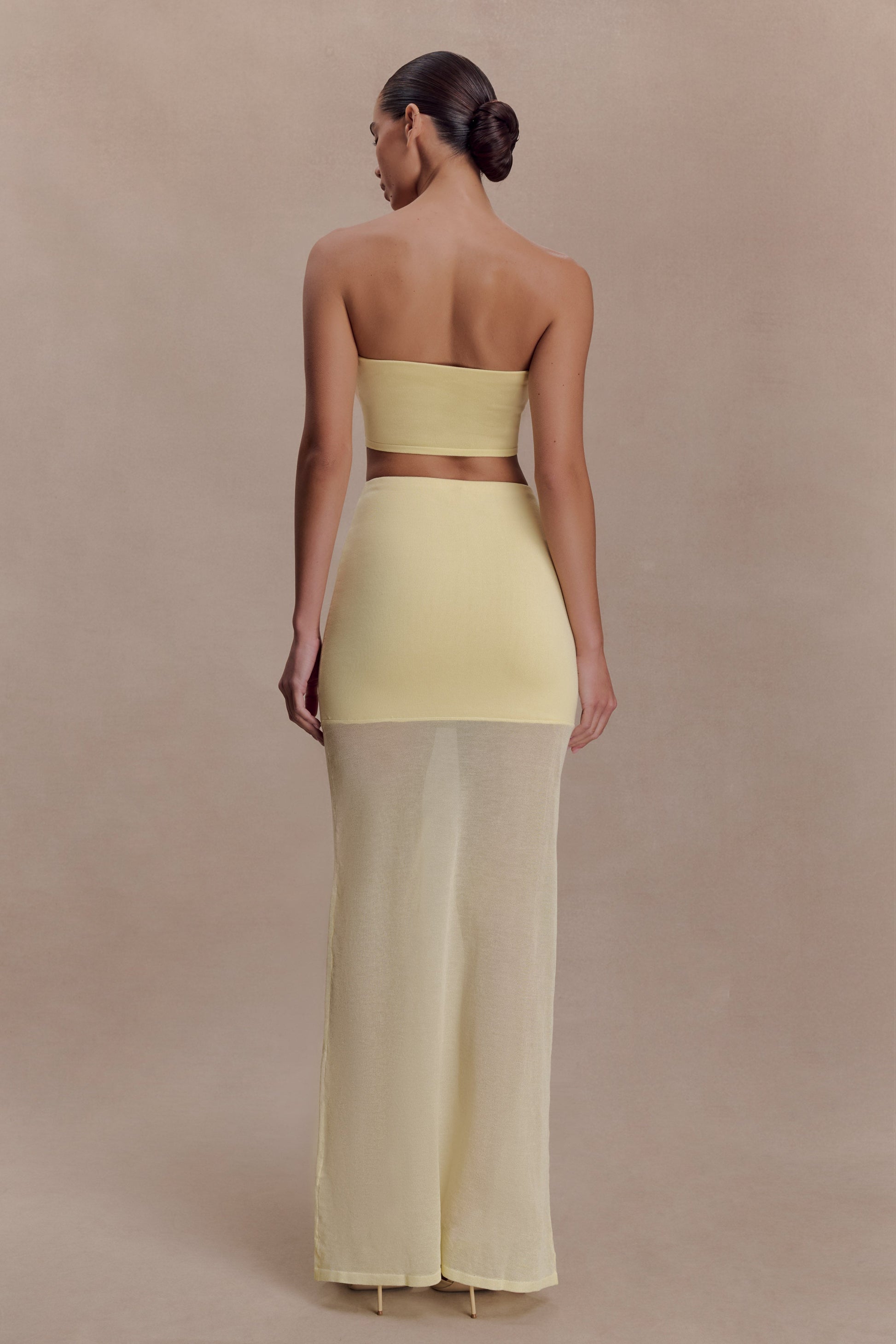 Tanyel Sheer And Bandage Knit Maxi Skirt - Lemon #2