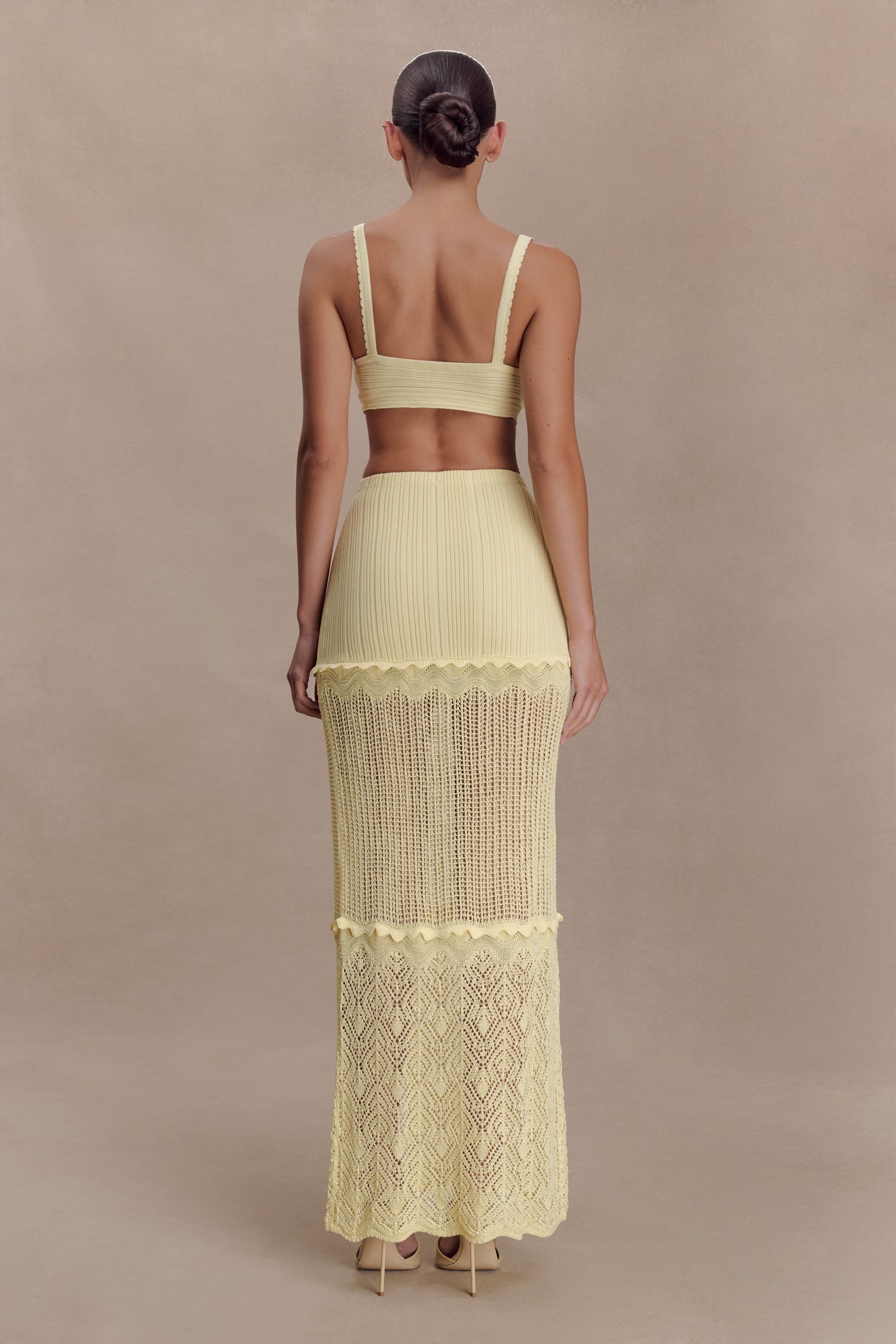 Coleene Pointelle Knit Maxi Skirt - Lemon