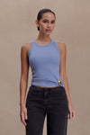 Lola Ribbed Sleeveless Top With Hardware - Cornflower Blue