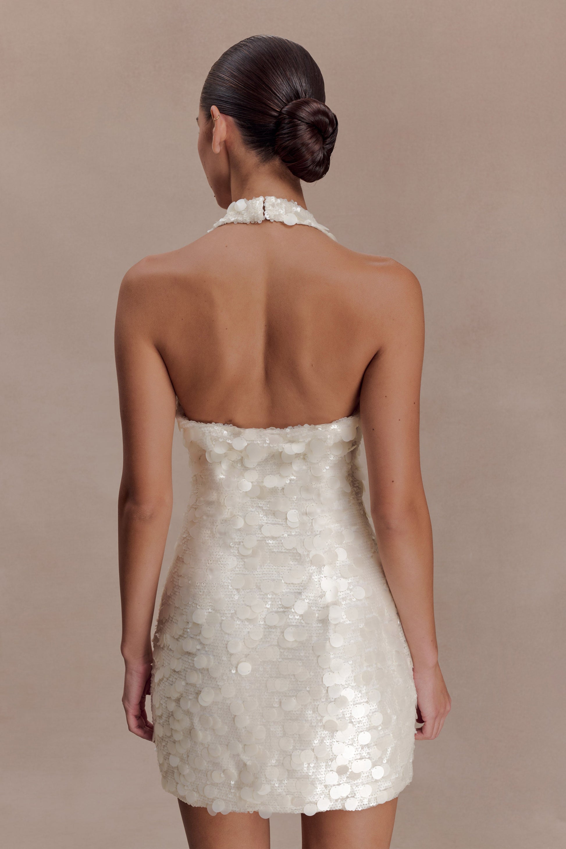 Caralee Sequin Halter Mini Dress - Ivory #2