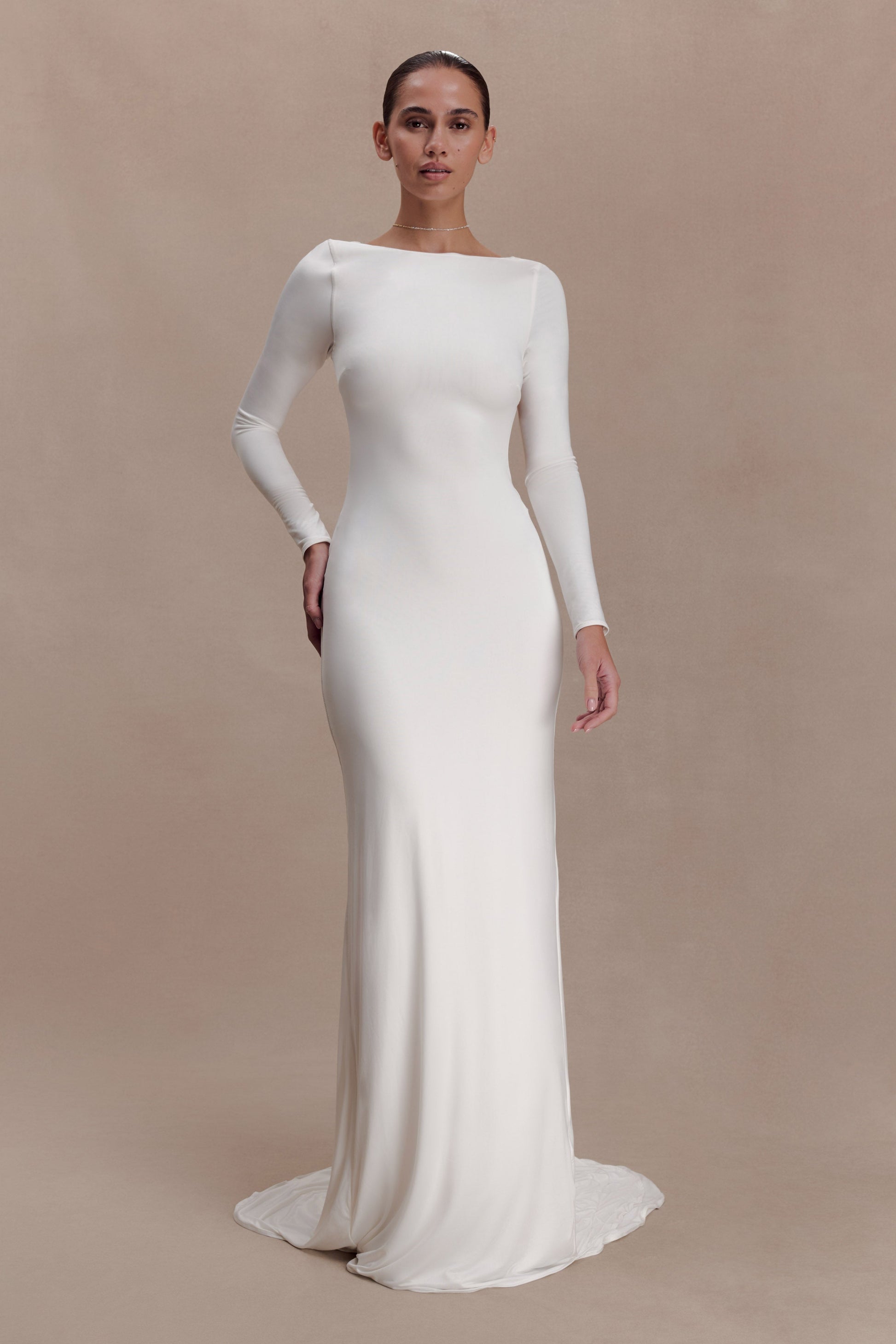 Marlene Slinky Low Back Maxi Dress - White #5