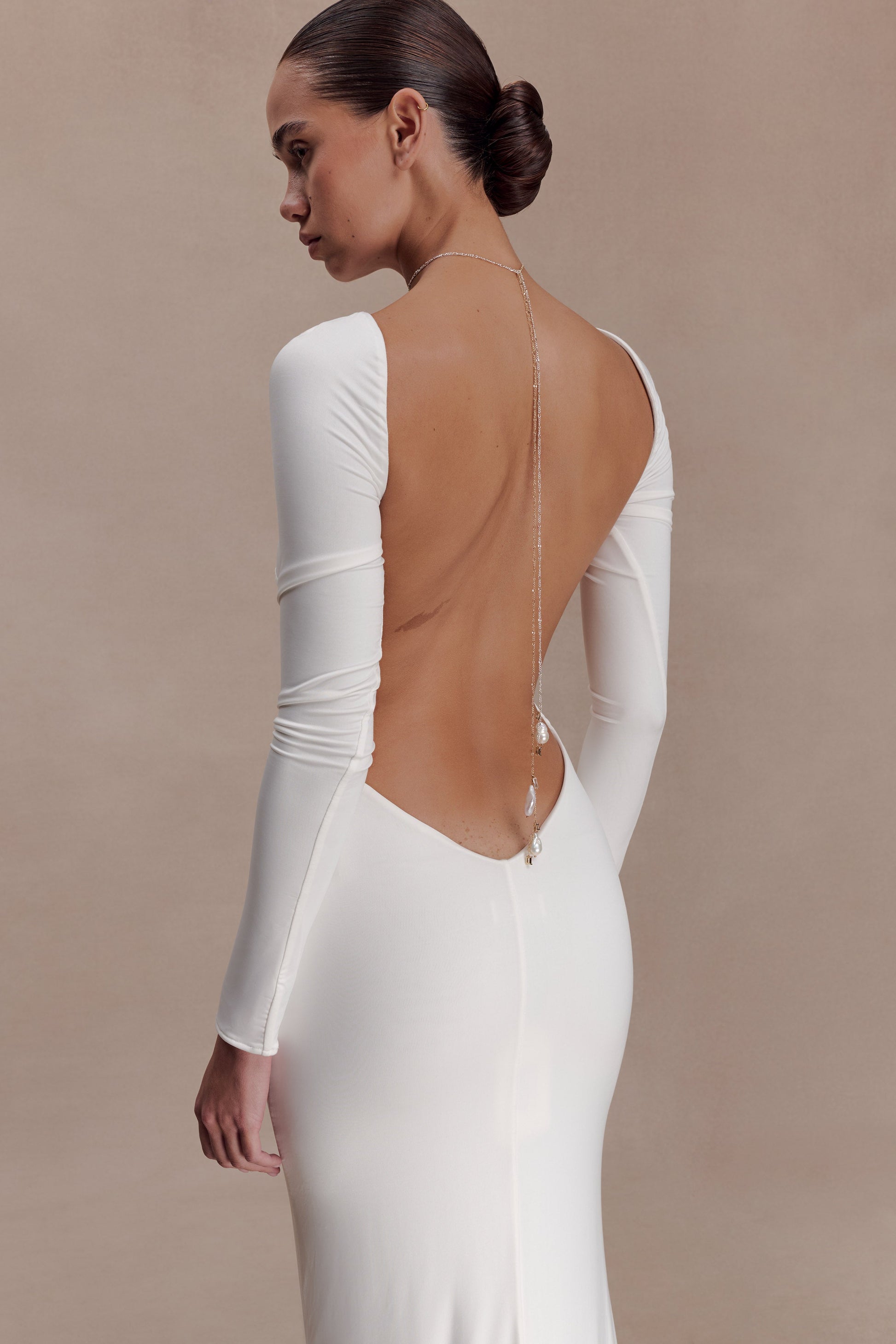 Marlene Slinky Low Back Maxi Dress - White #7