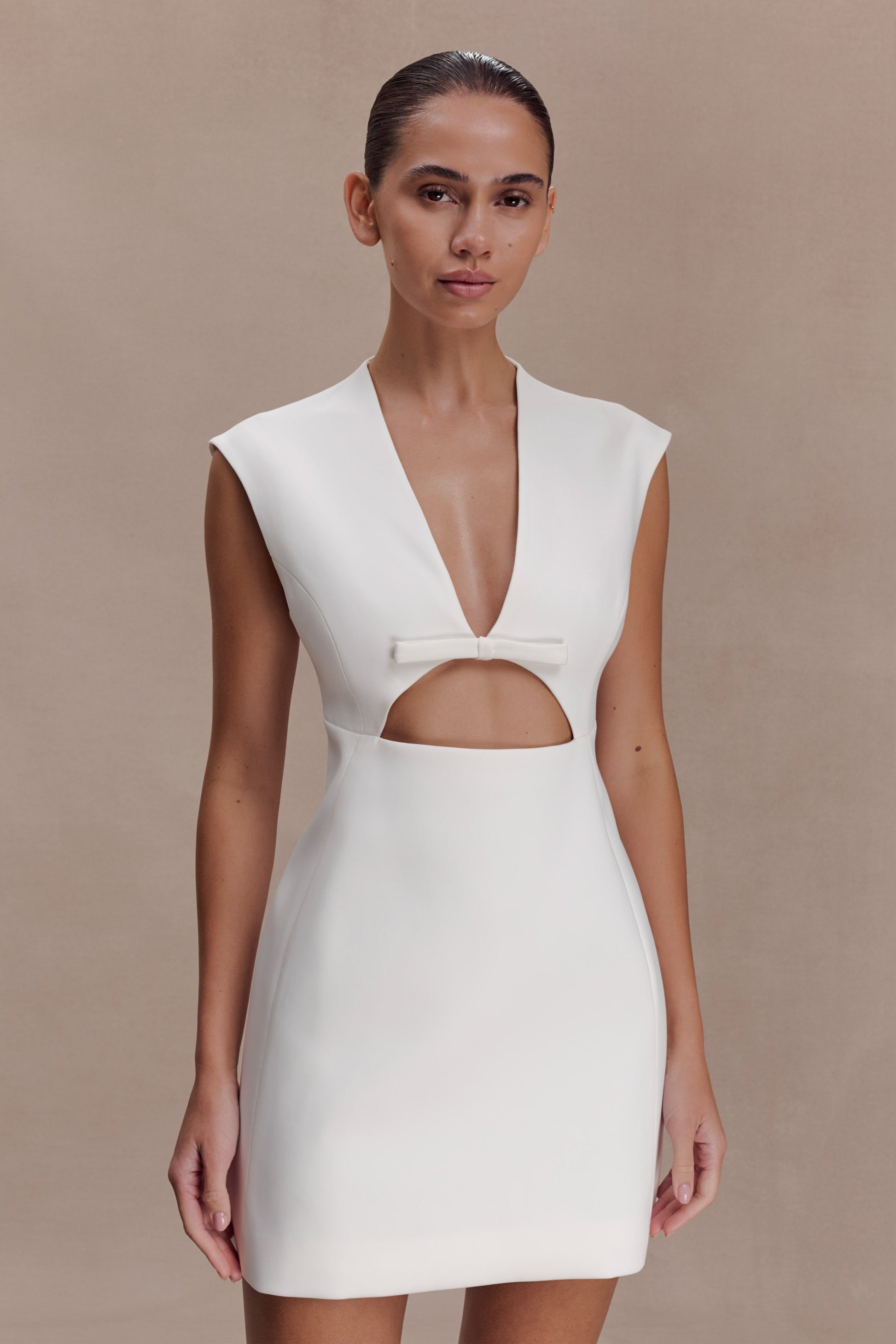 Victoria Cut Out Suiting Mini Dress - Ivory