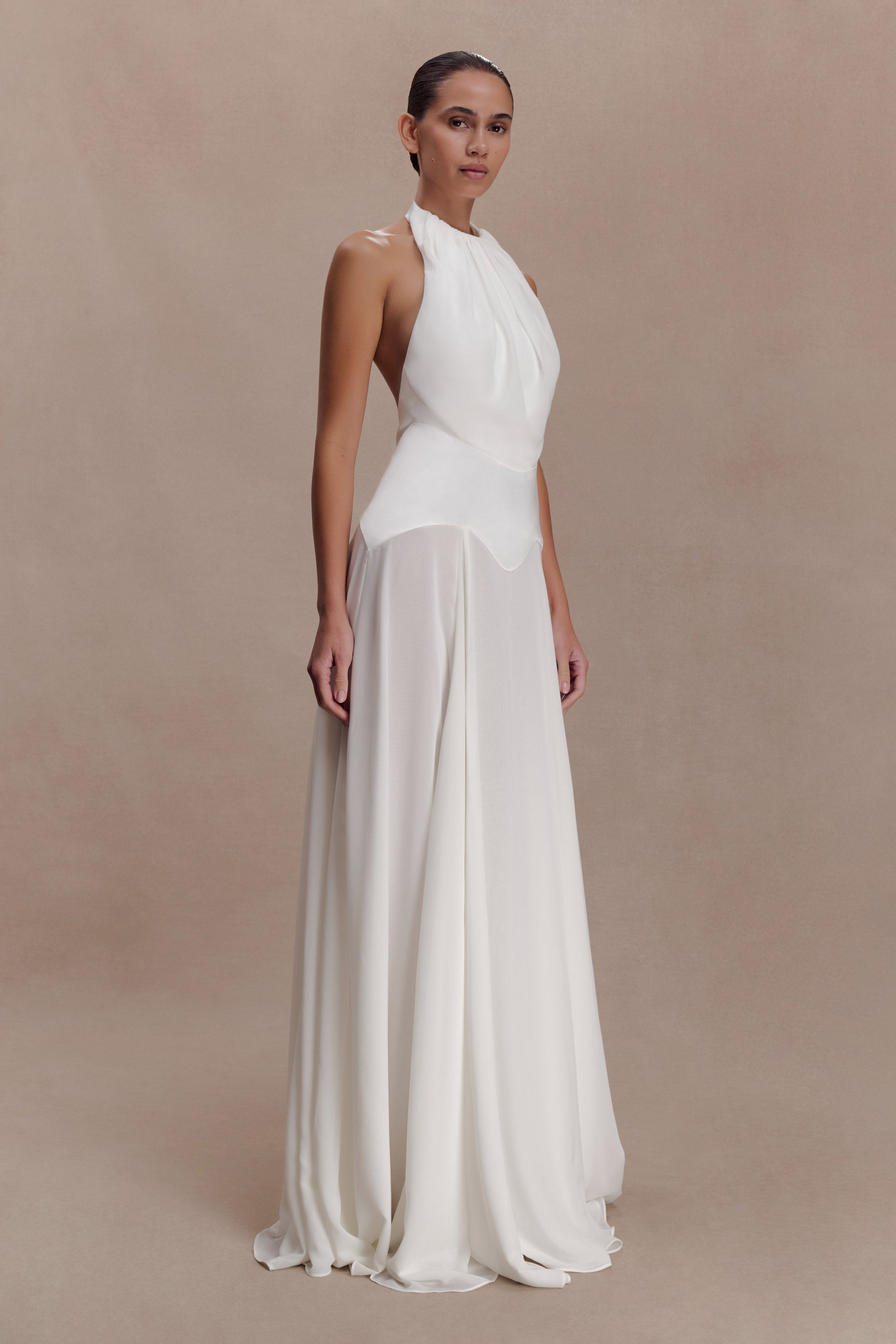 Susan Chiffon Halter Maxi Dress - Ivory #4