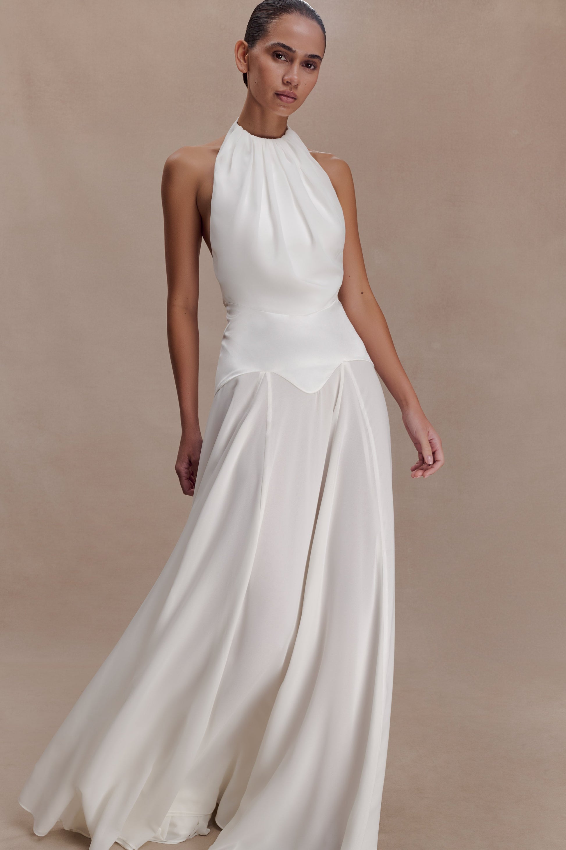 Susan Chiffon Halter Maxi Dress - Ivory #5