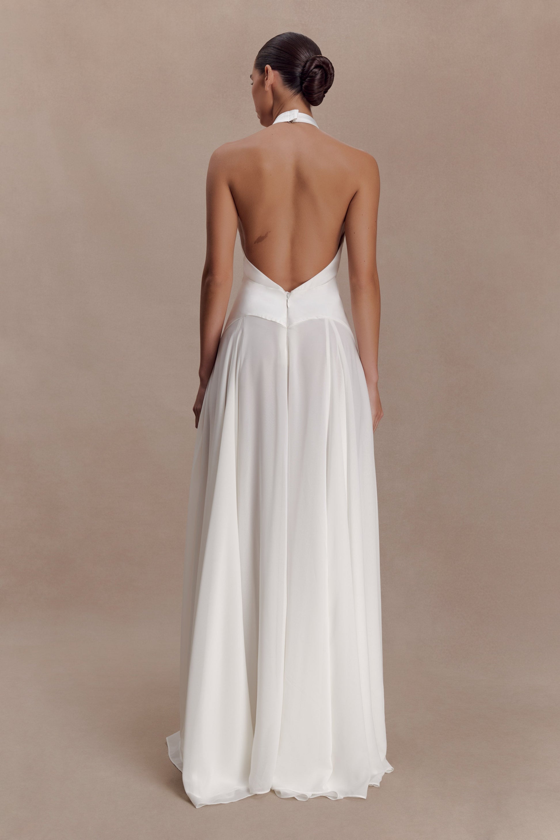 Susan Chiffon Halter Maxi Dress - Ivory #3